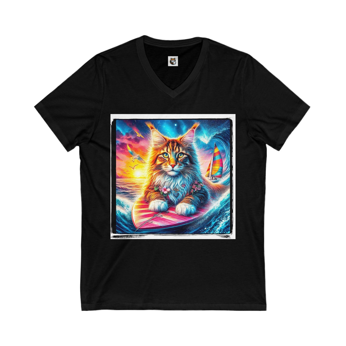 Maine Coon Unisex Jersey Short Sleeve V-Neck Tee