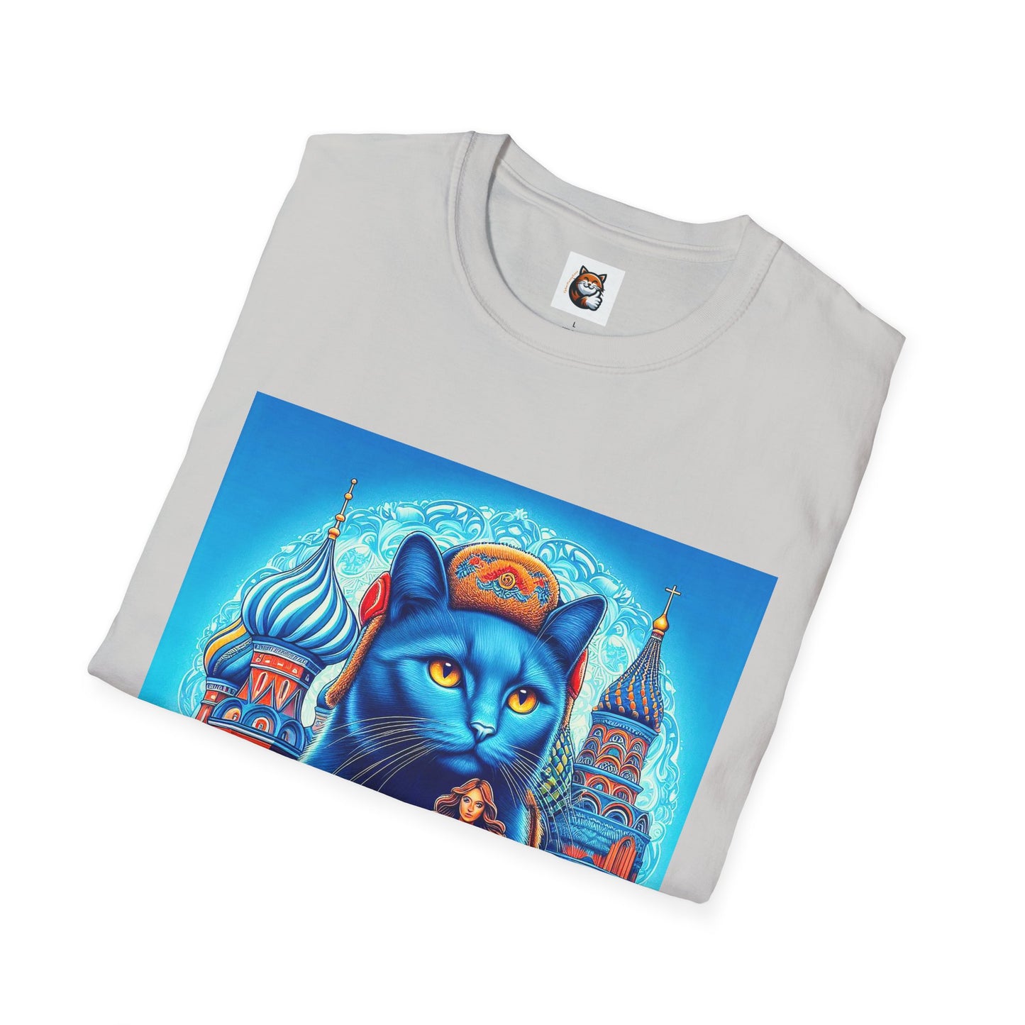 Russian Blue Cat egyptian goddess Softstyle T-Shirt