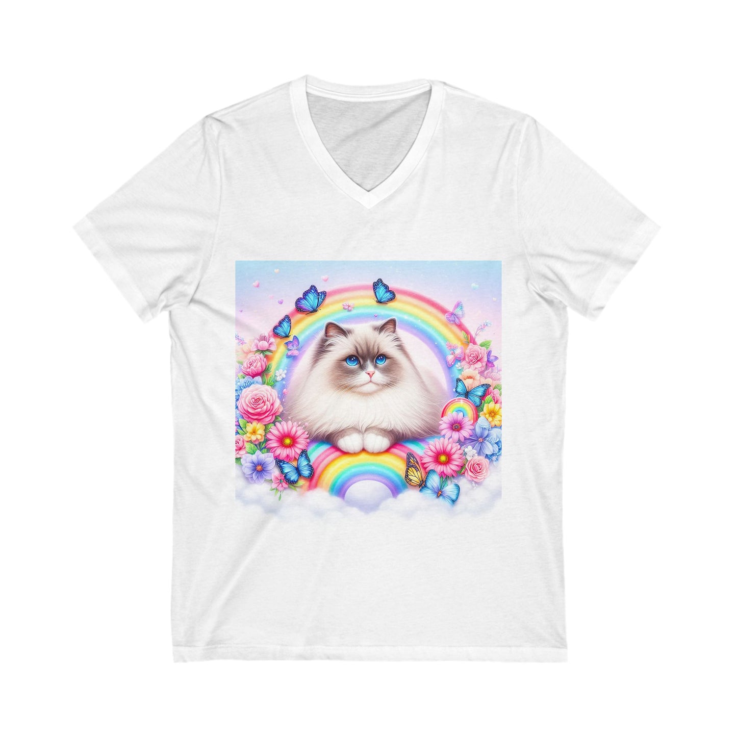 Ragdoll Cat Unisex Jersey Short Sleeve V-Neck Tee