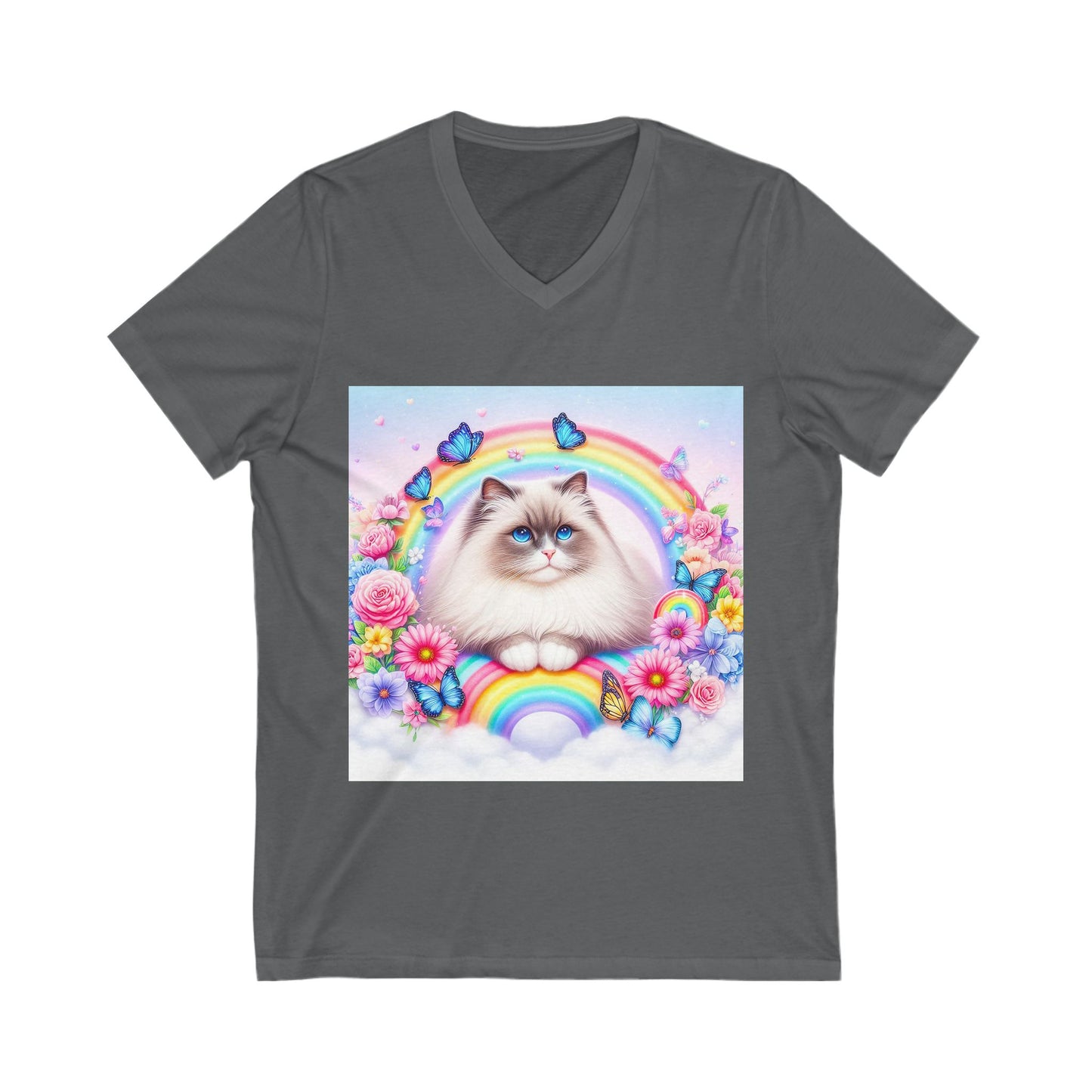 Ragdoll Cat Unisex Jersey Short Sleeve V-Neck Tee