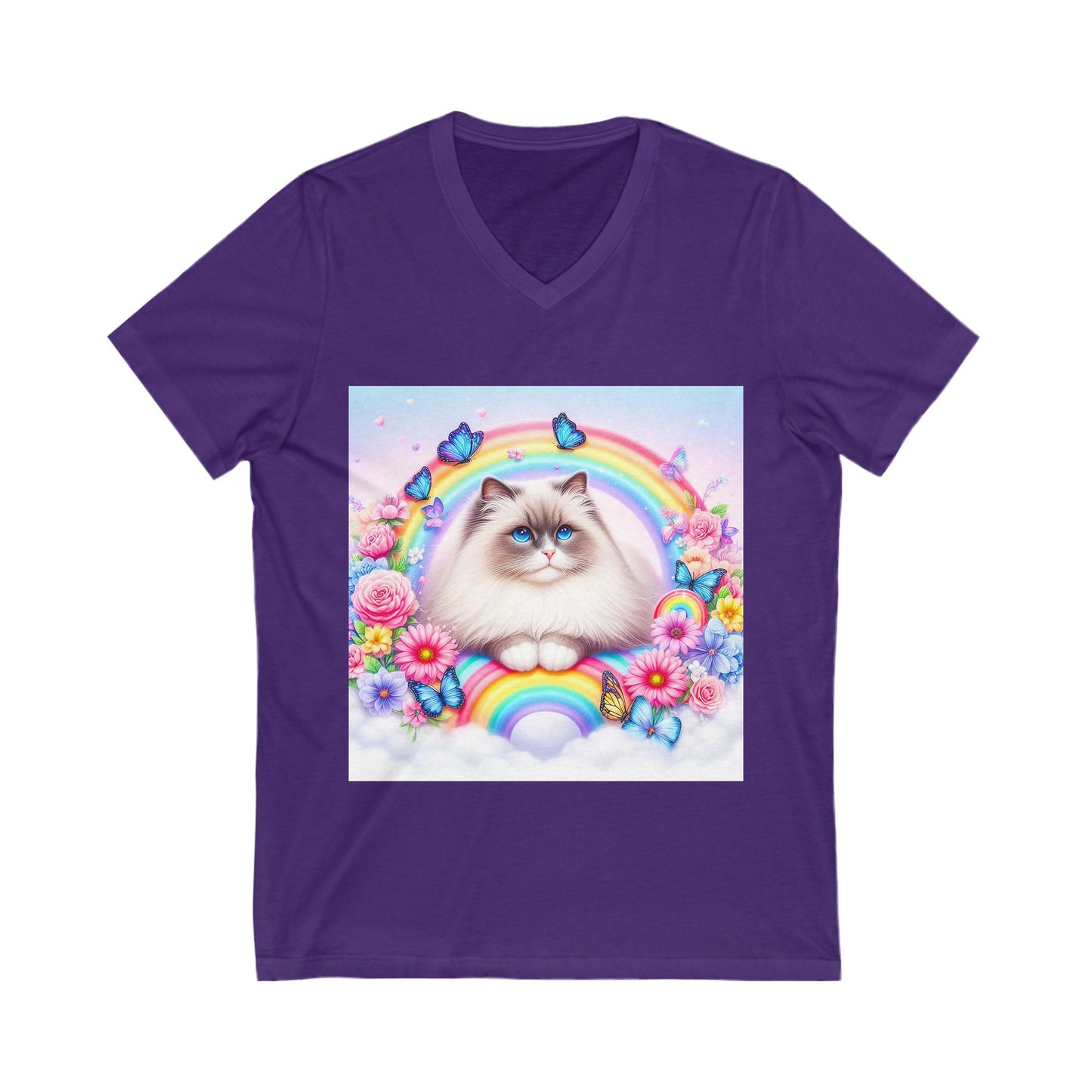 Ragdoll Cat Unisex Jersey Short Sleeve V-Neck Tee