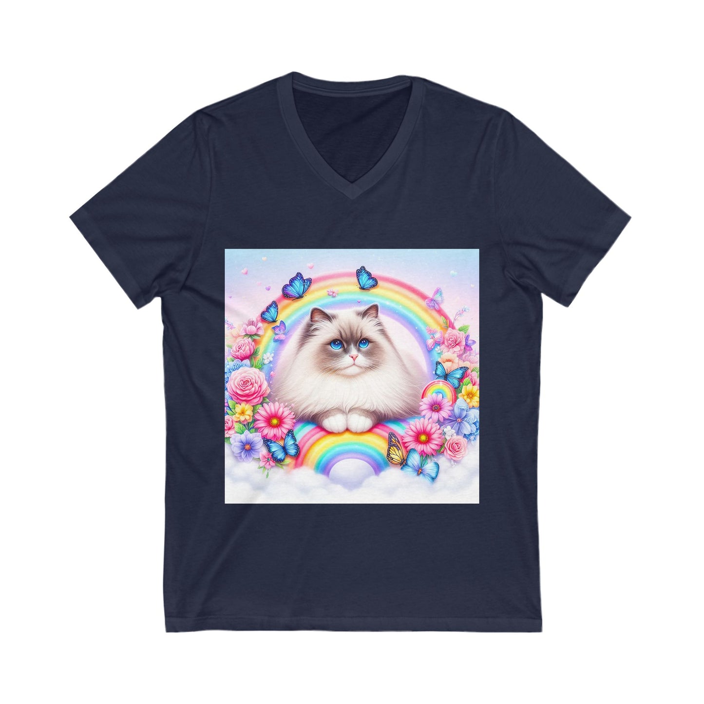 Ragdoll Cat Unisex Jersey Short Sleeve V-Neck Tee