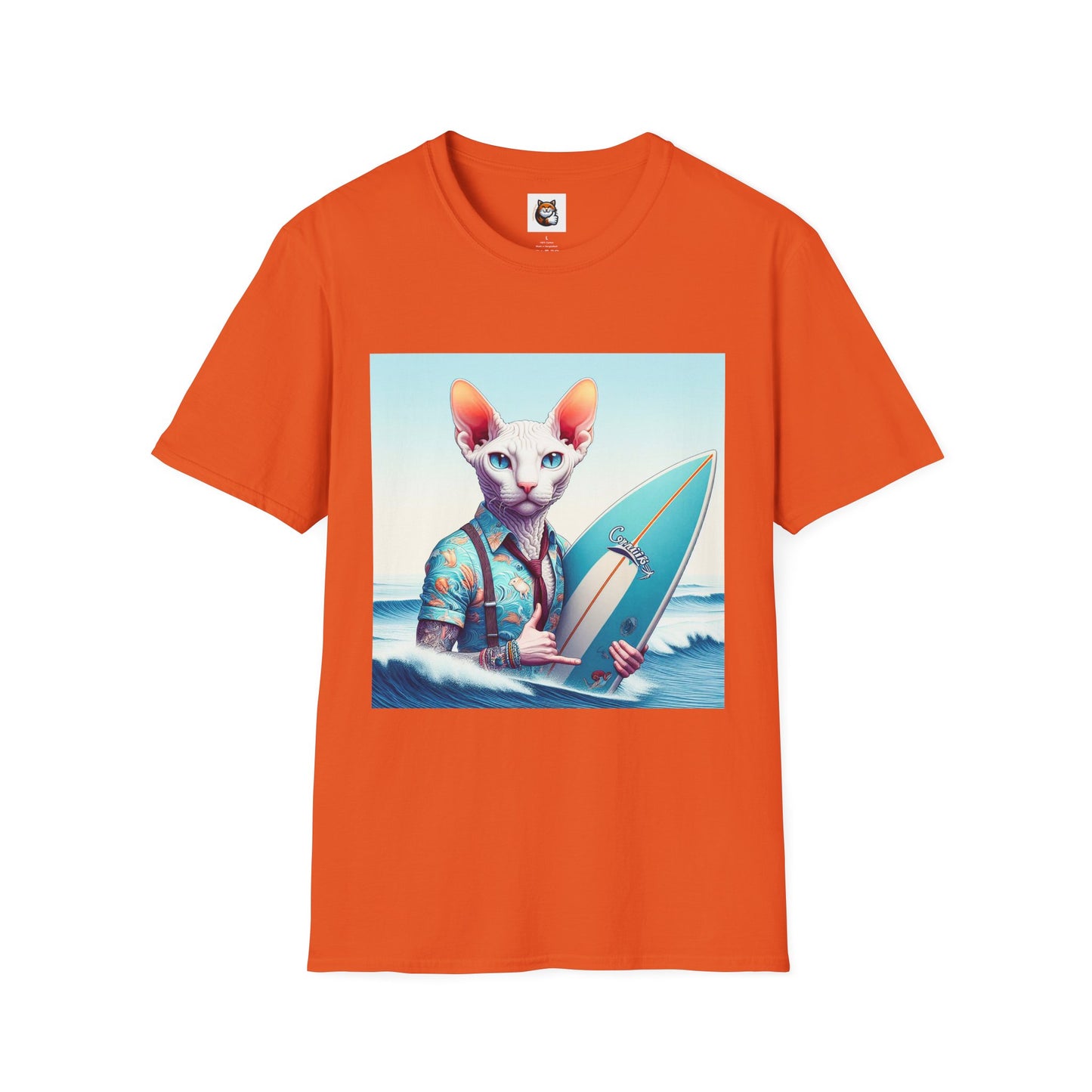 Cornish Rex Cat beach surfer T-Shirt