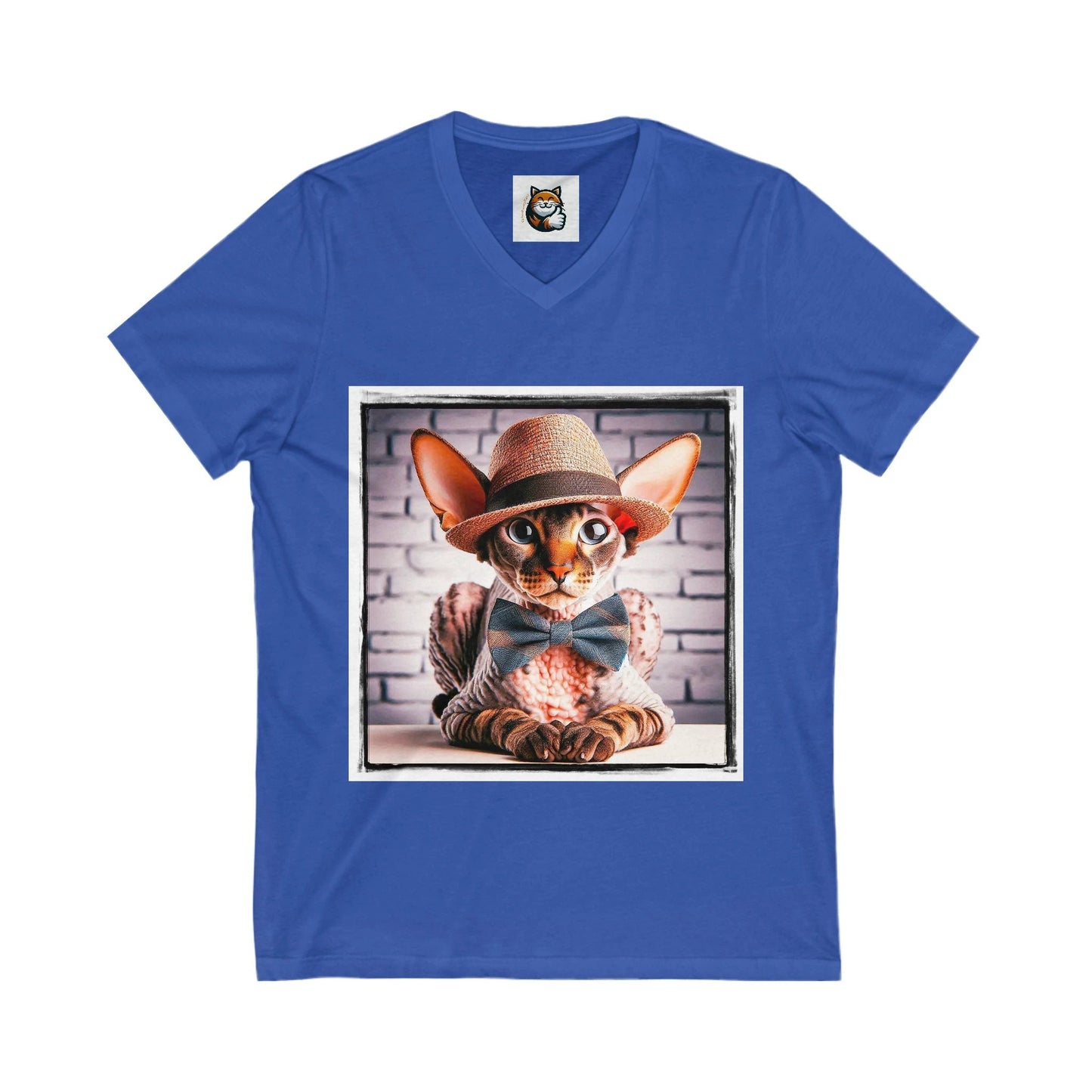 Cornish Rex Cat Unisex Jersey Short Sleeve V-Neck Tee by Printify