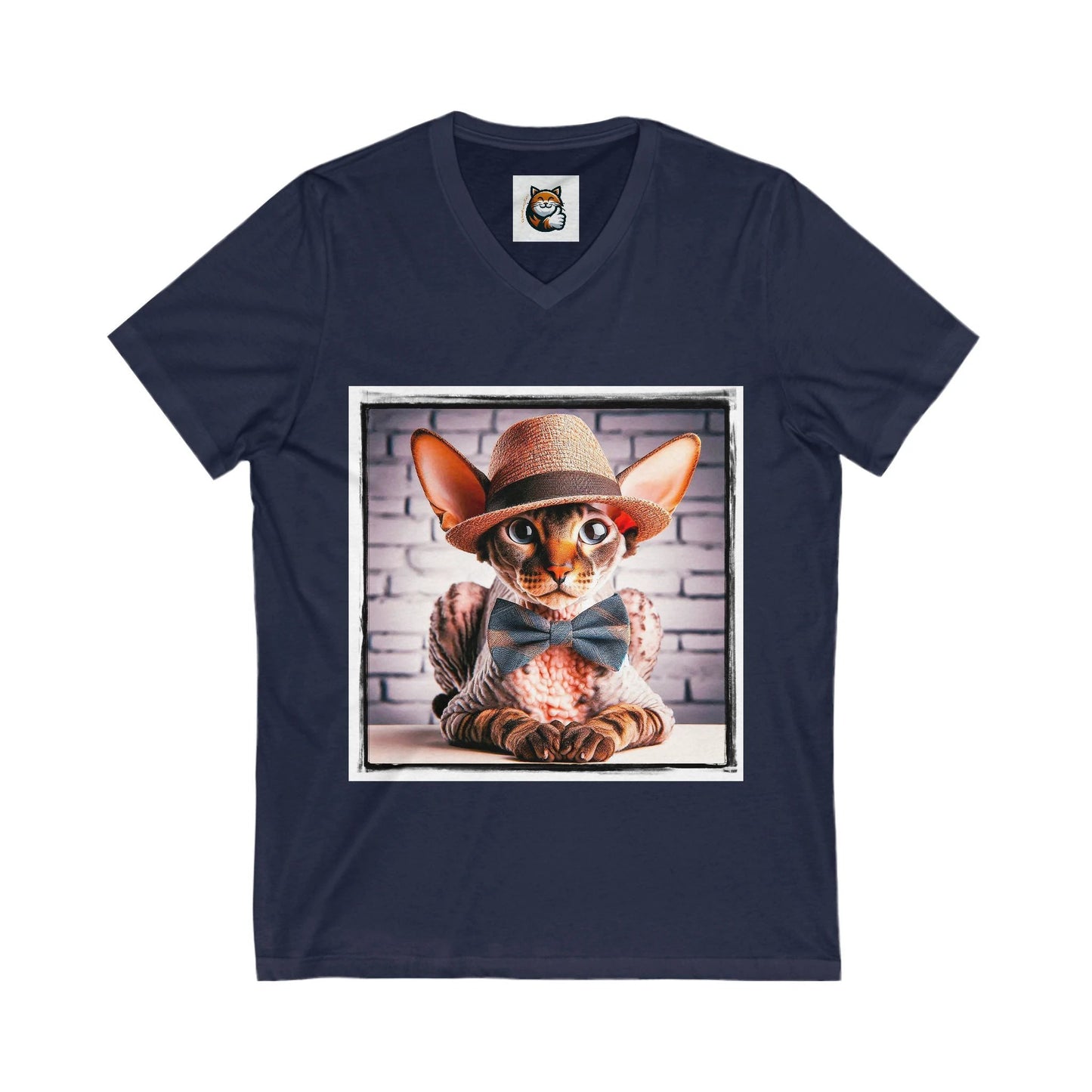 Cornish Rex Cat Unisex Jersey Short Sleeve V-Neck Tee by Printify