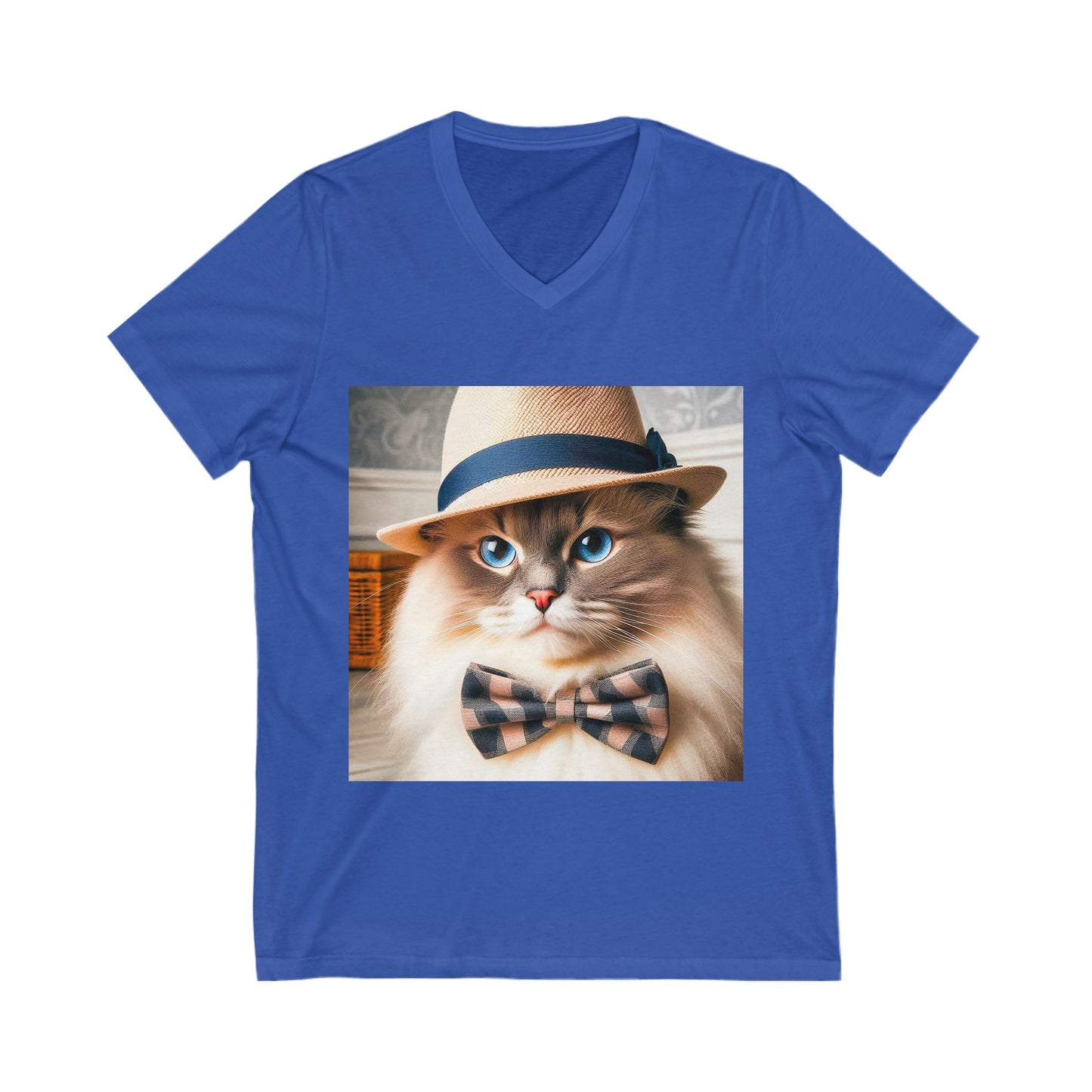 Birman hat and tie Jersey Short Sleeve V-Neck Tee
