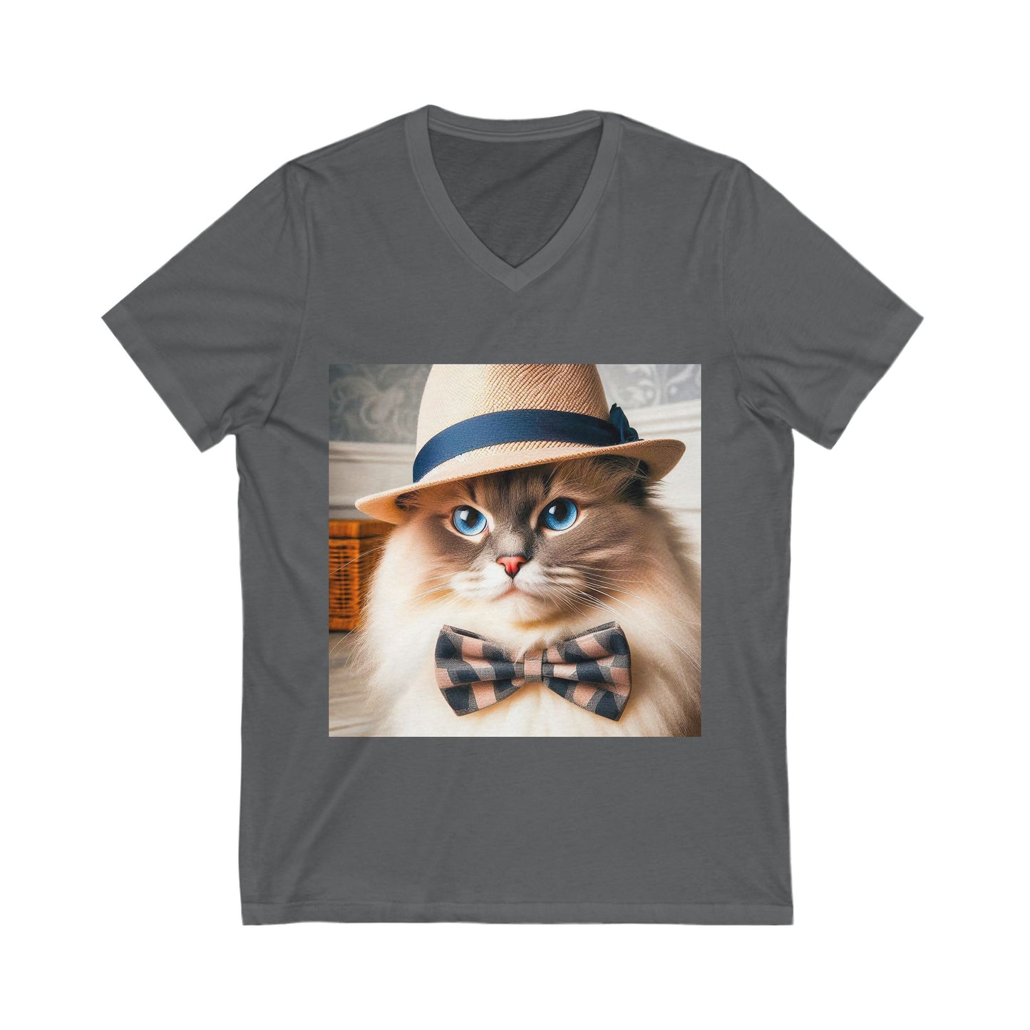 Birman hat and tie Jersey Short Sleeve V-Neck Tee