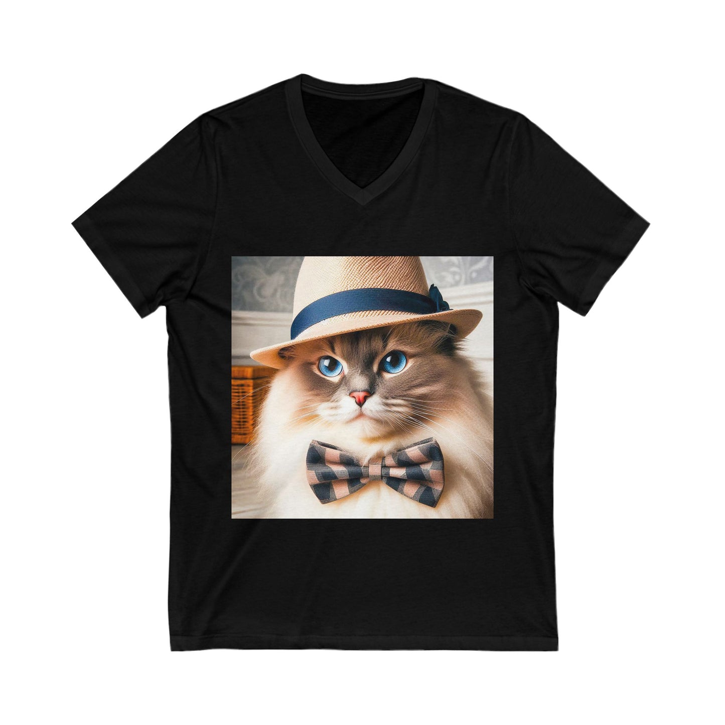 Birman hat and tie Jersey Short Sleeve V-Neck Tee