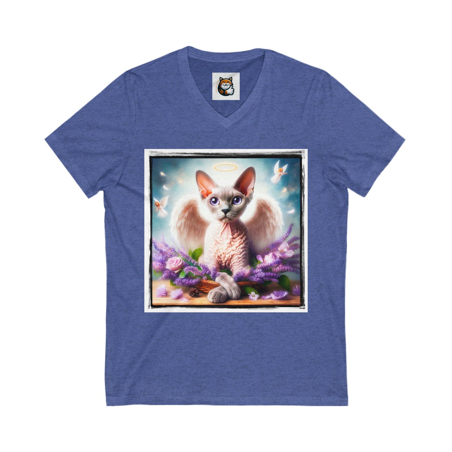 Devon Rex Cat Unisex Jersey Short Sleeve V-Neck Tee