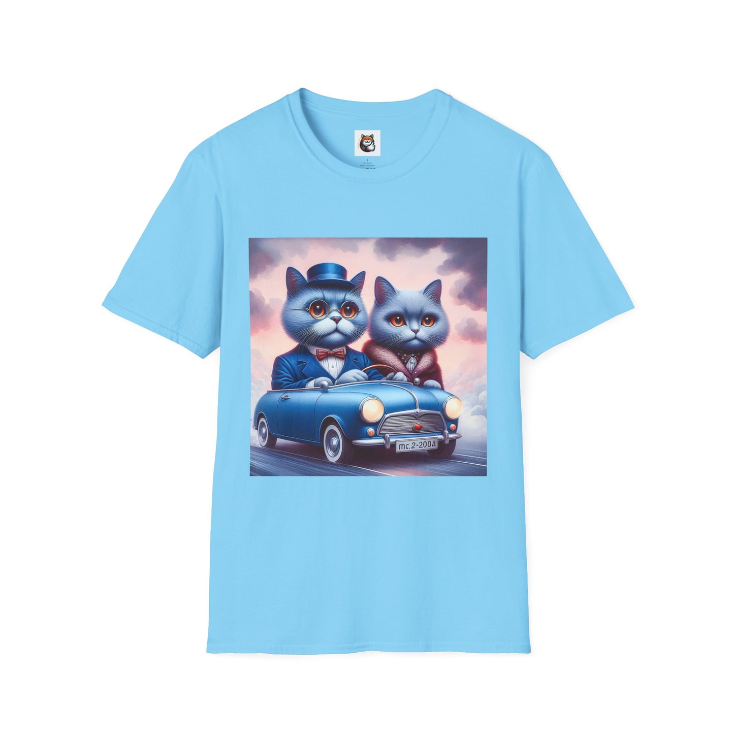 Russian Blue Cat tiny car  T-Shirt