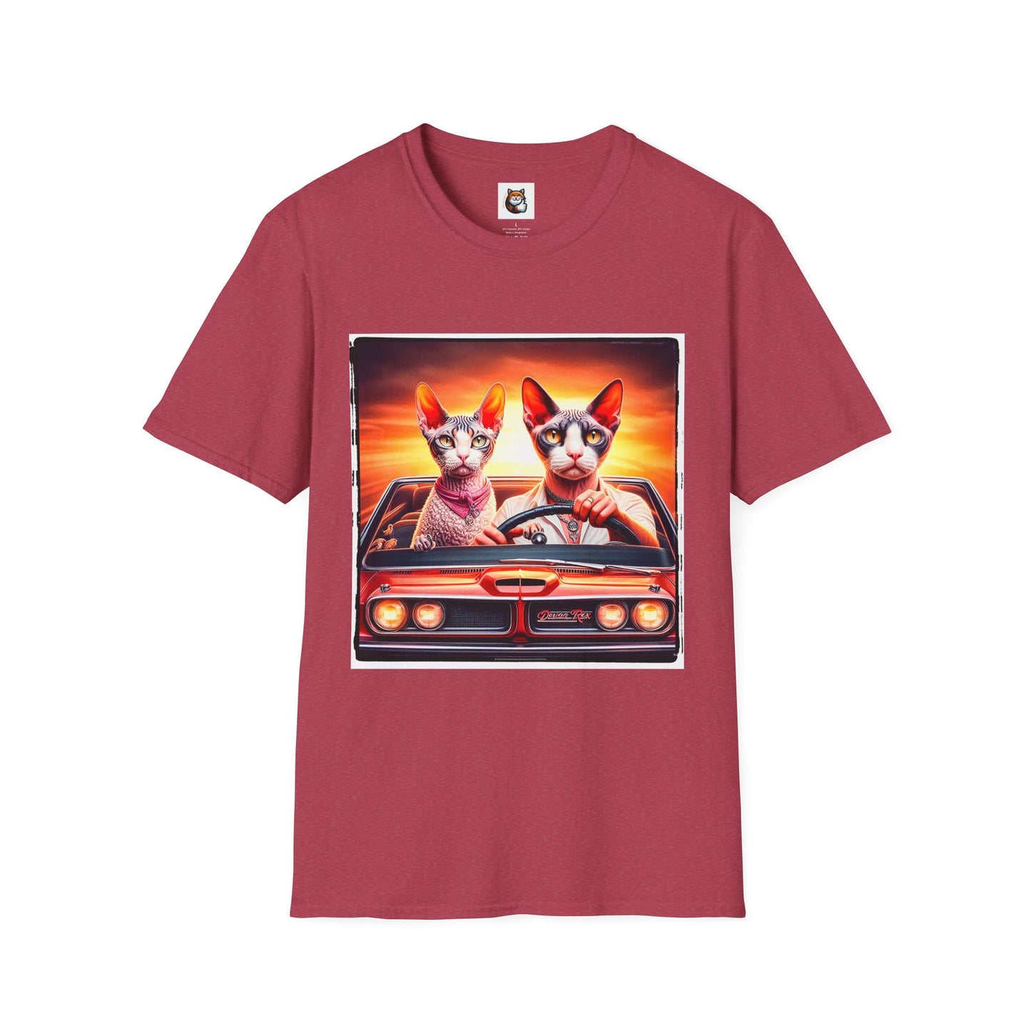 Wacky  Devon Rex Cats driving  Unisex Softstyle T-Shirt