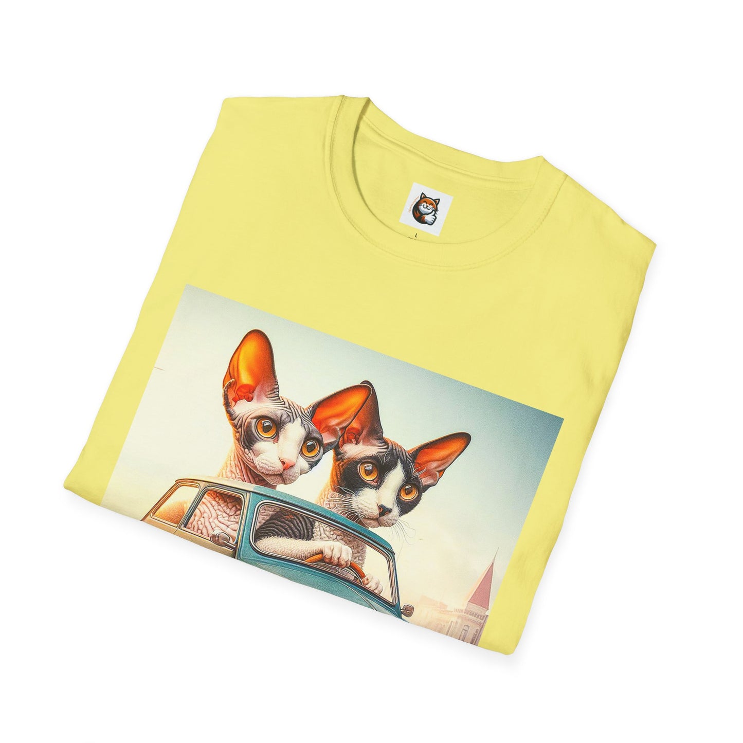 Wacky Cornish Rex Cat tiny car   T-Shirt