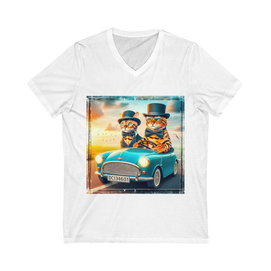 Wacky Bengal hat and bow tie Short Sleeve V-Neck Tee