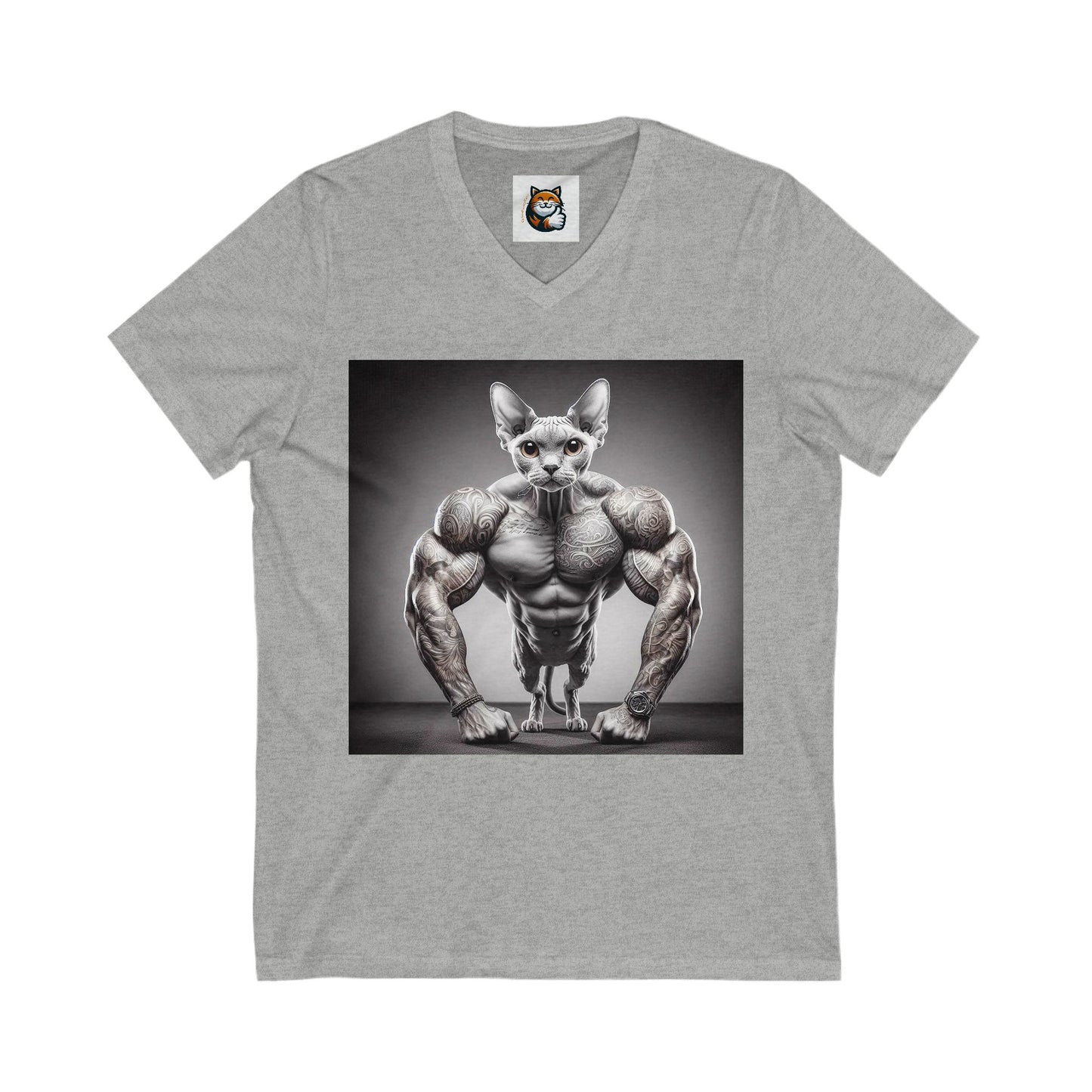 Devon Rex Cat Unisex Jersey Short Sleeve V-Neck Tee