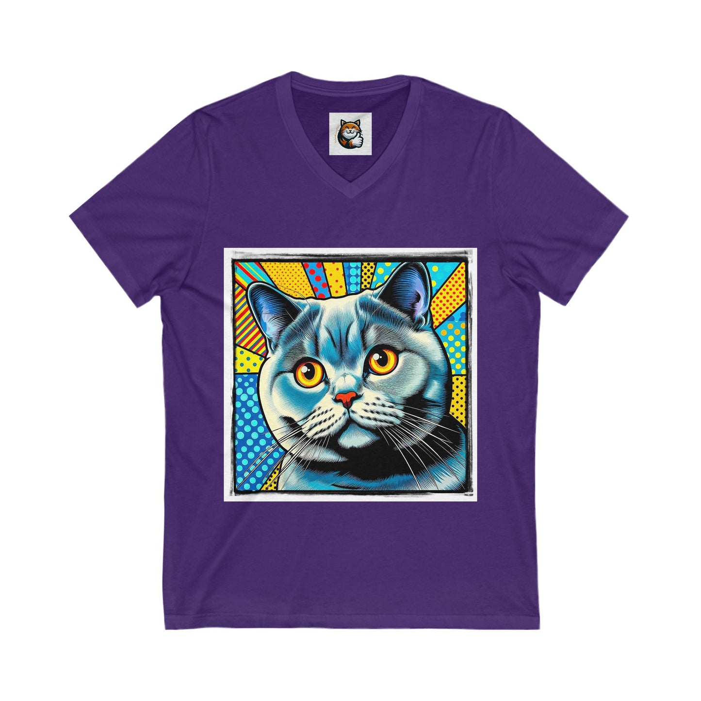British Shorthair Unisex Jersey Short Sleeve V-Neck Tee