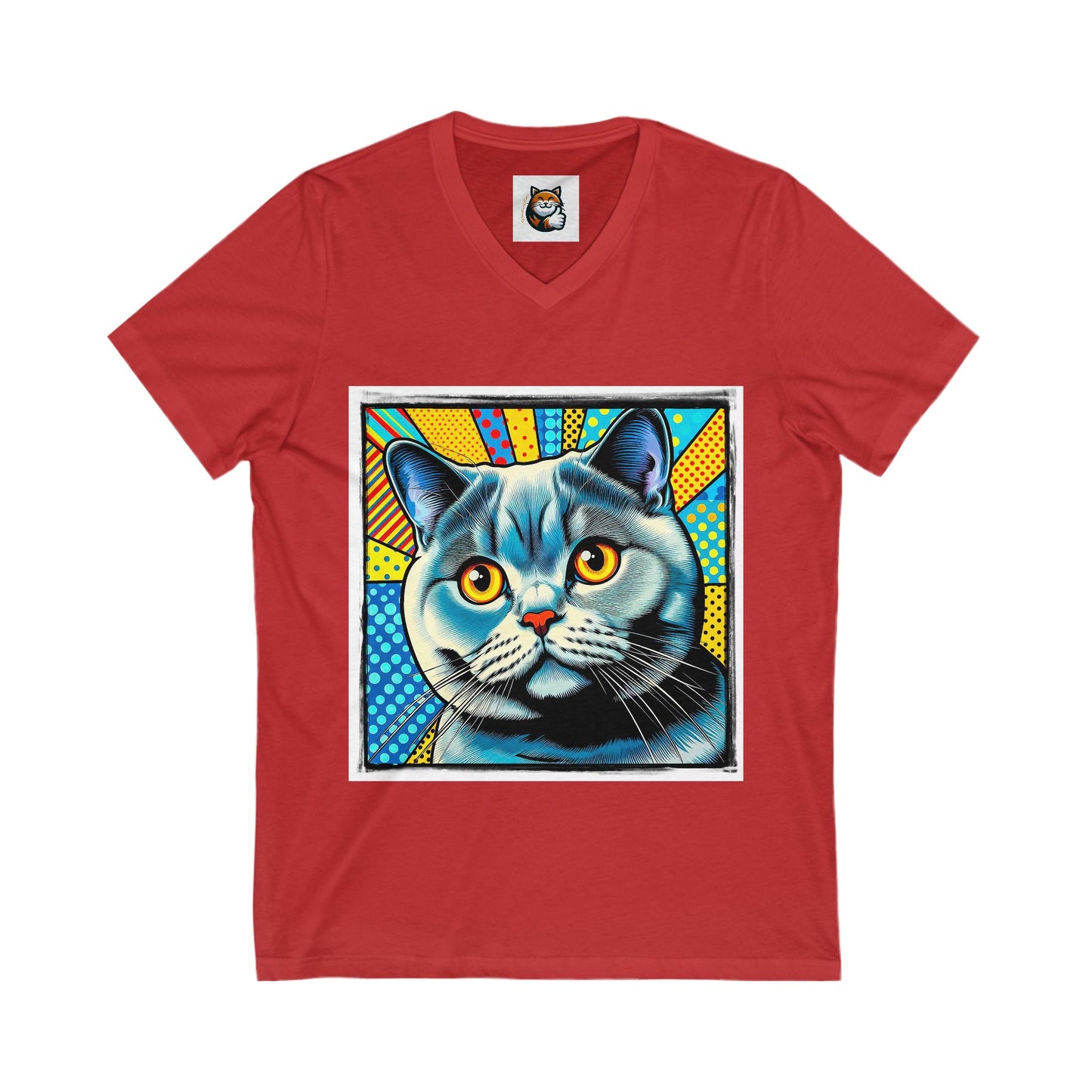 British Shorthair Unisex Jersey Short Sleeve V-Neck Tee
