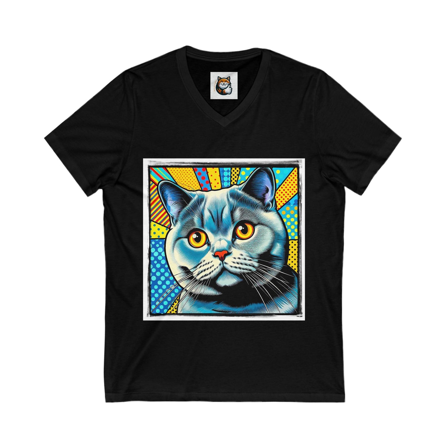 British Shorthair Unisex Jersey Short Sleeve V-Neck Tee