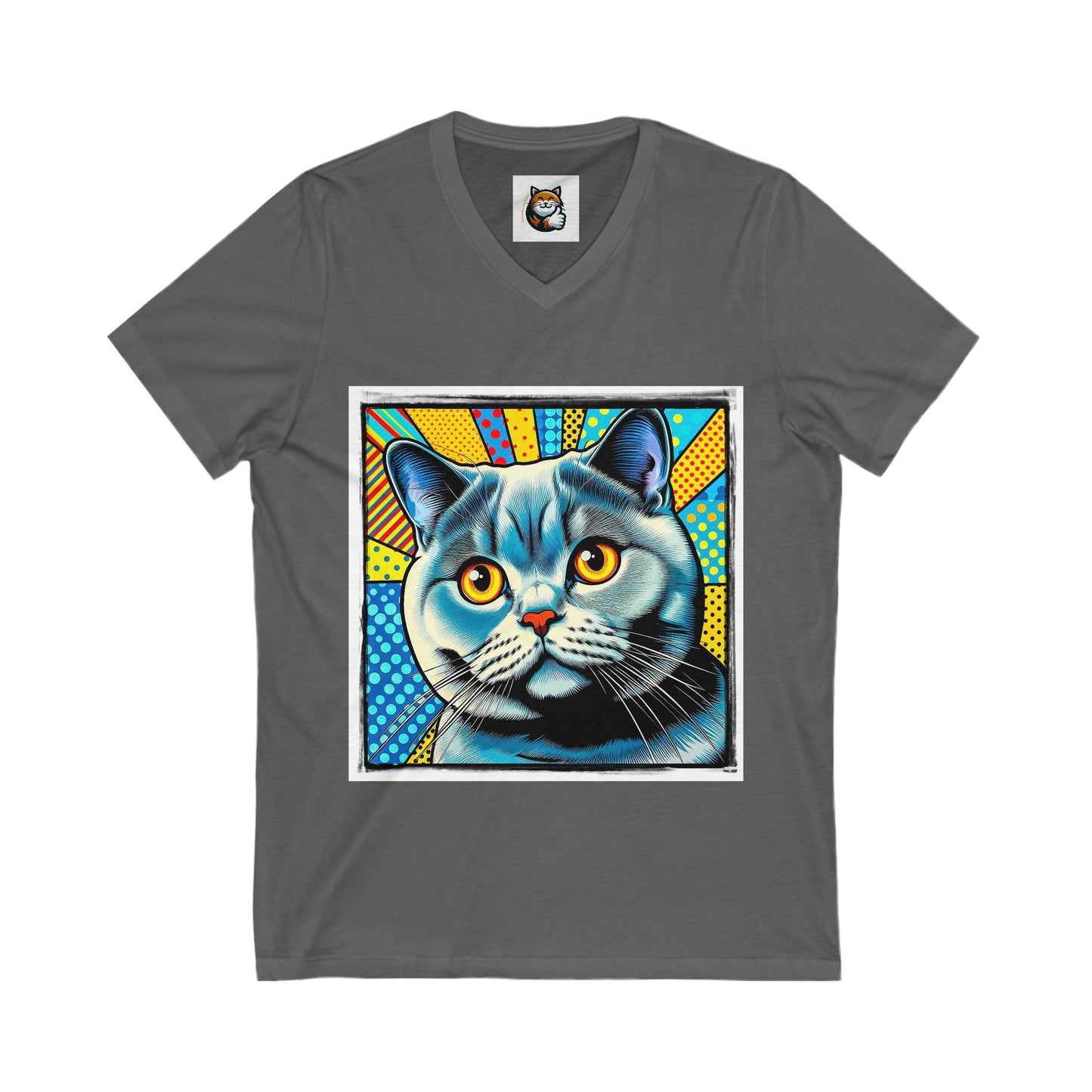 British Shorthair Unisex Jersey Short Sleeve V-Neck Tee