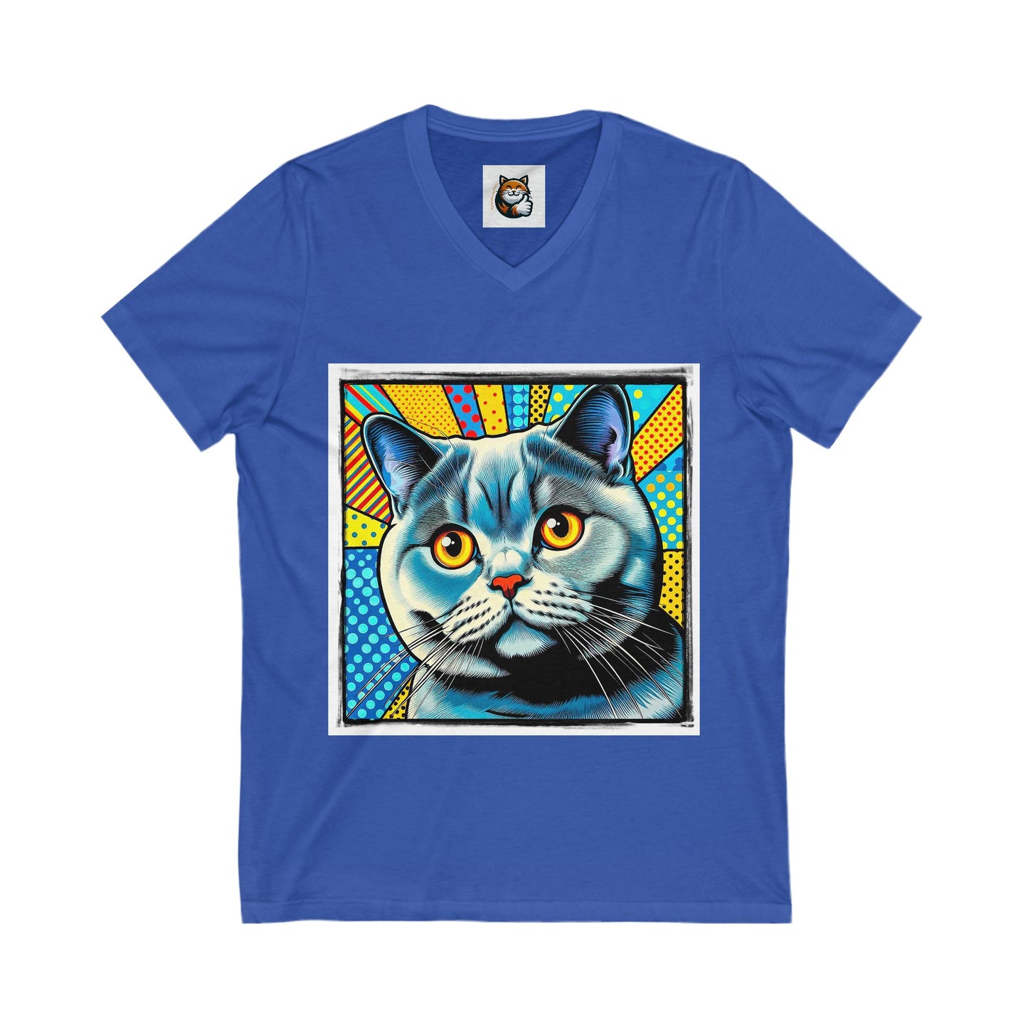 British Shorthair Unisex Jersey Short Sleeve V-Neck Tee