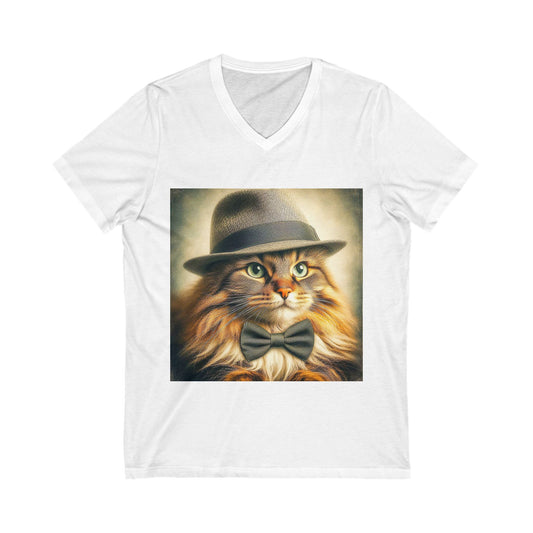 Norwegian Forest Cat Unisex Jersey Short Sleeve V-Neck Tee