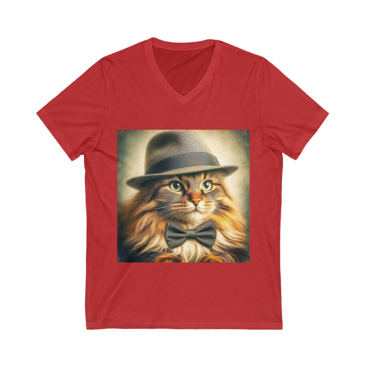 Norwegian Forest Cat Unisex Jersey Short Sleeve V-Neck Tee