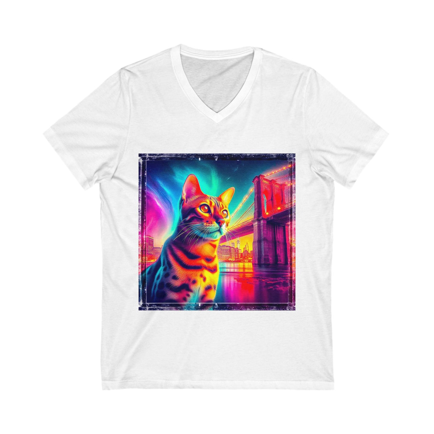 Bengal Unisex  pretty colors Short Sleeve V-Neck Tee
