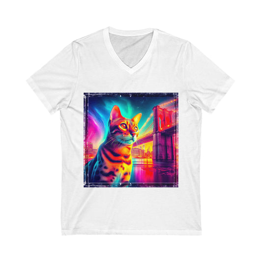 Bengal Unisex  pretty colors Short Sleeve V-Neck Tee