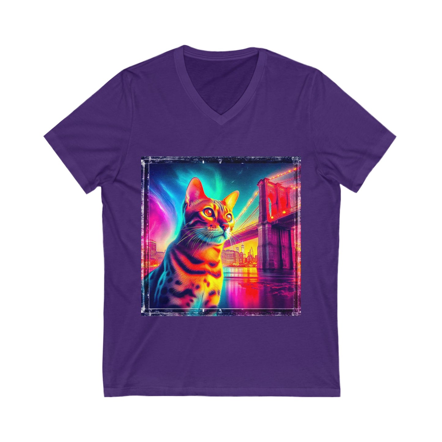 Bengal Unisex  pretty colors Short Sleeve V-Neck Tee