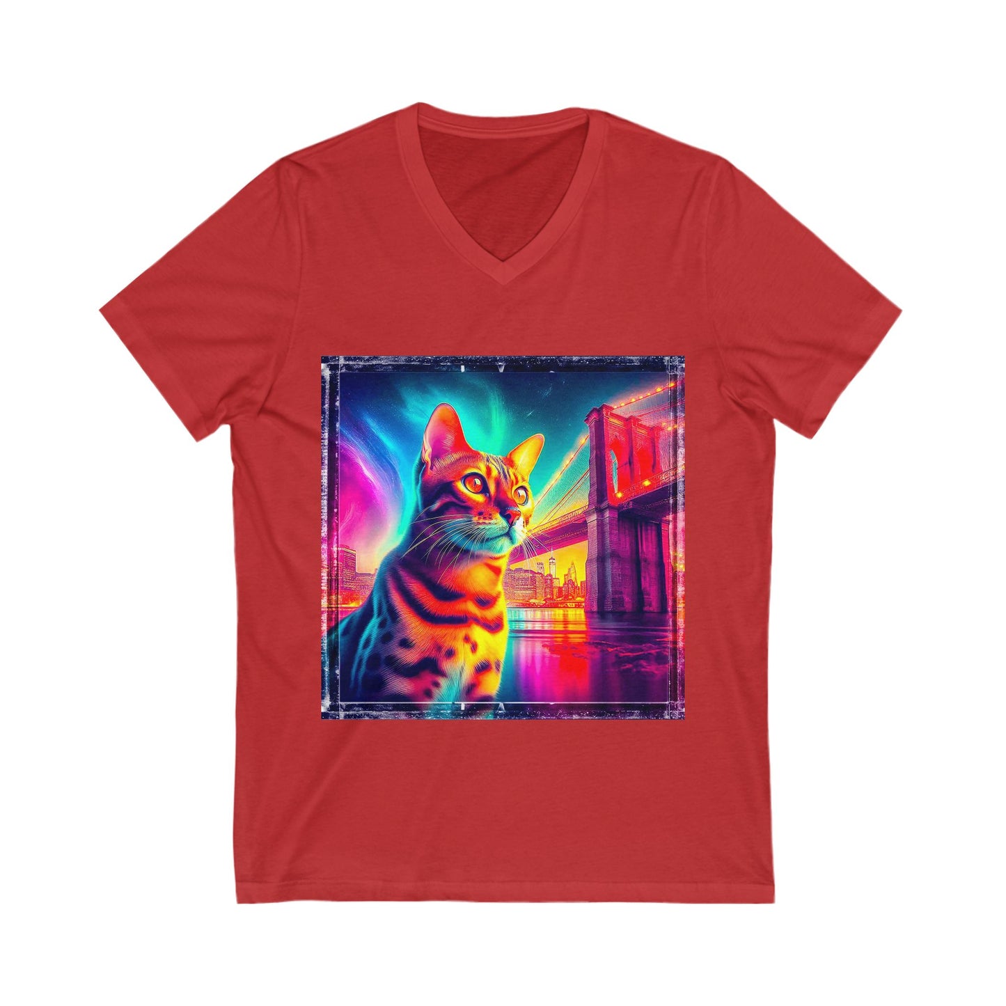 Bengal Unisex  pretty colors Short Sleeve V-Neck Tee