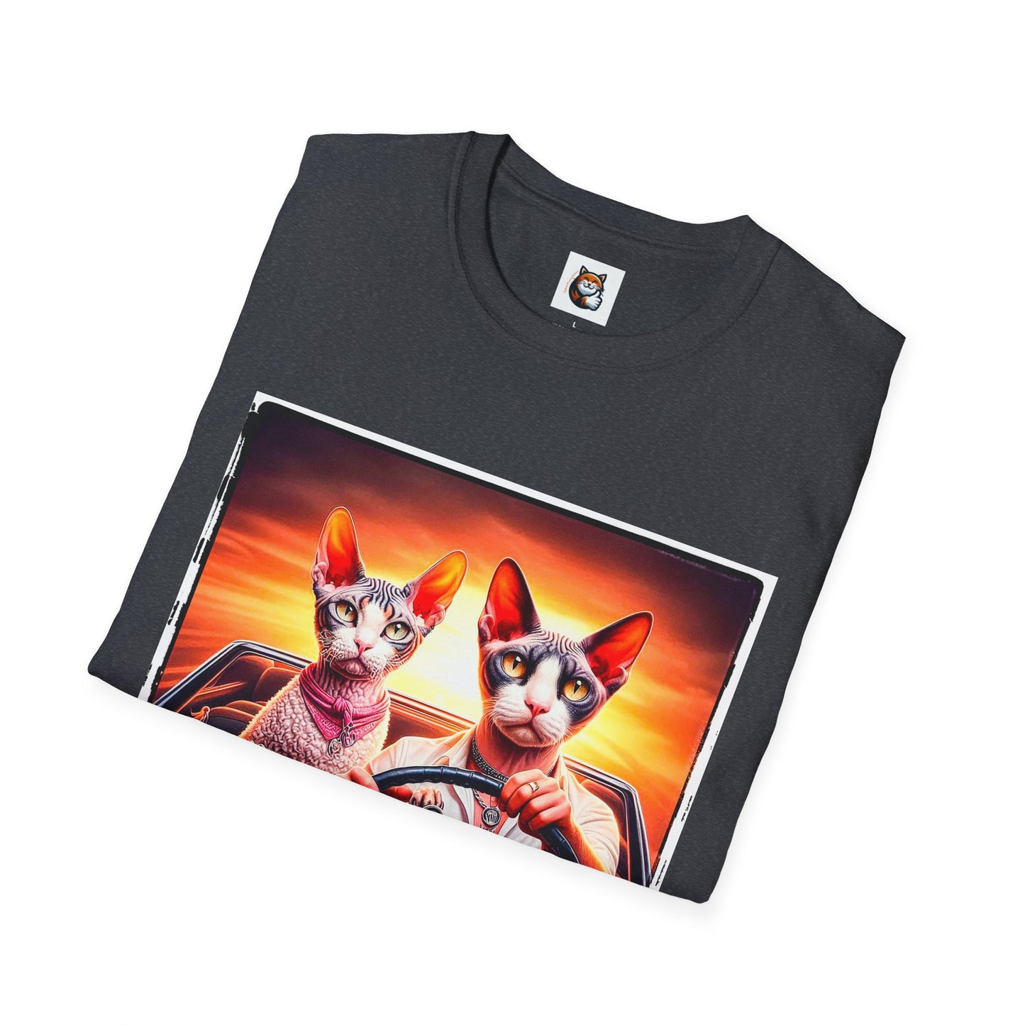 Wacky  Devon Rex Cats driving  Unisex Softstyle T-Shirt