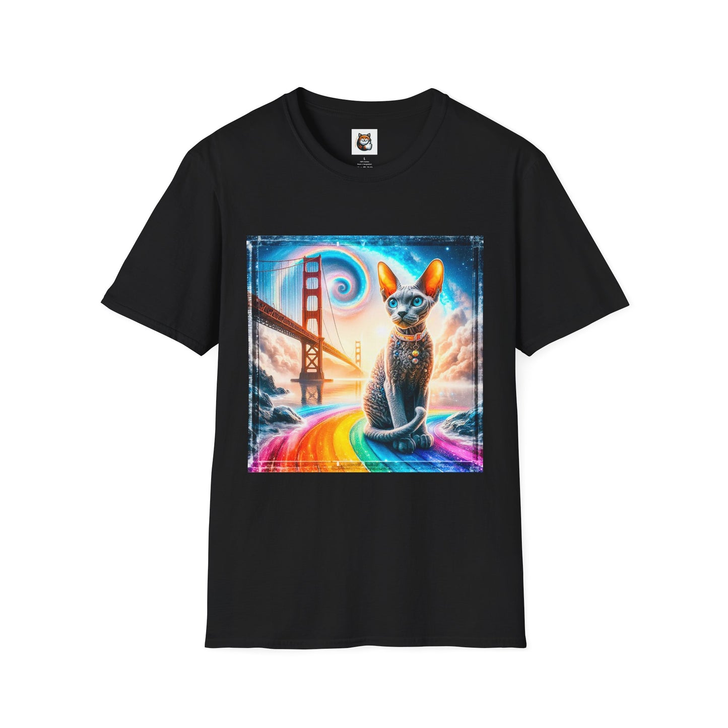 Devon Rex Unisex rainbow bridge Softstyle T-Shirt