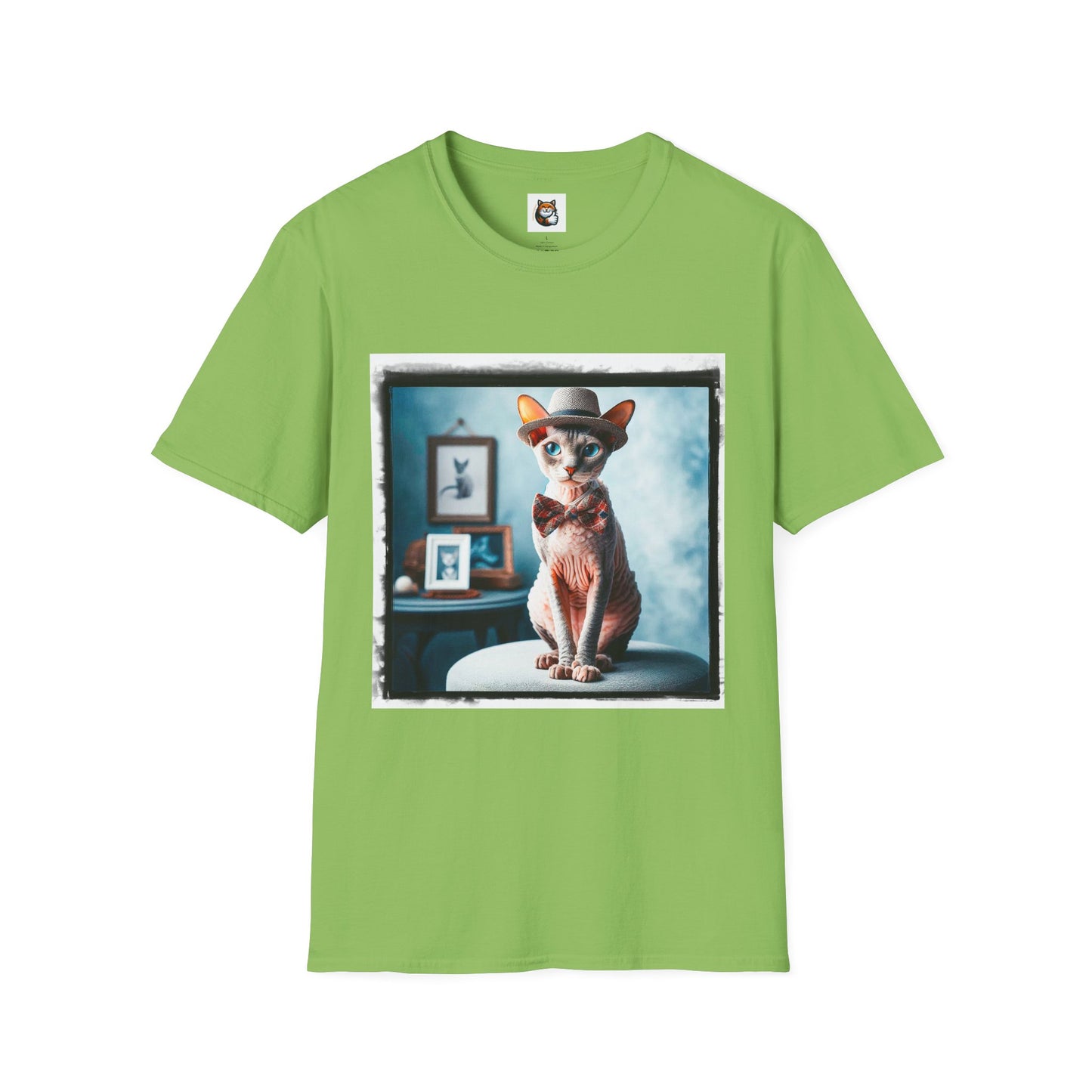 Cornish Rex Cat hat and bow tie Softstyle T-Shirt