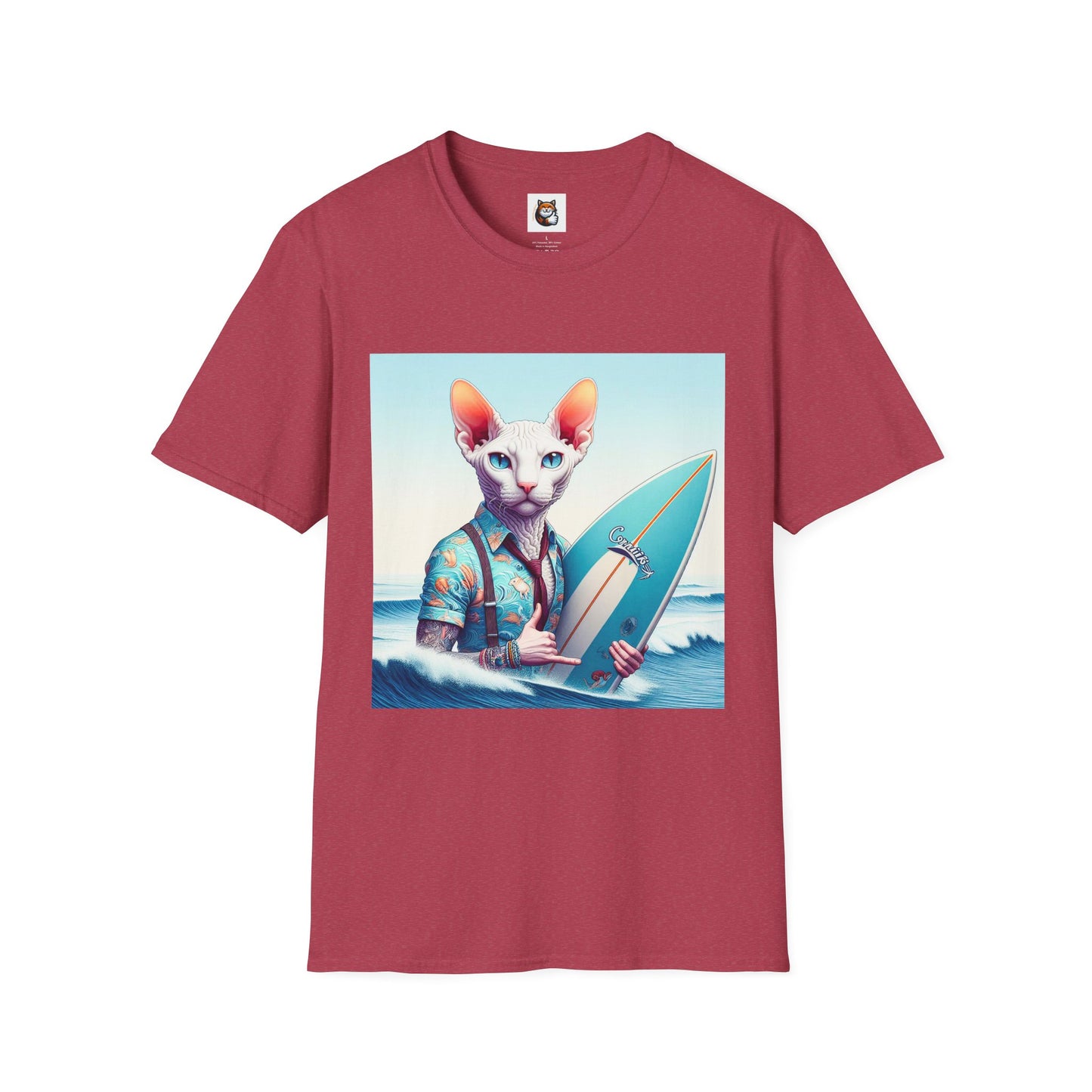 Cornish Rex Cat beach surfer T-Shirt