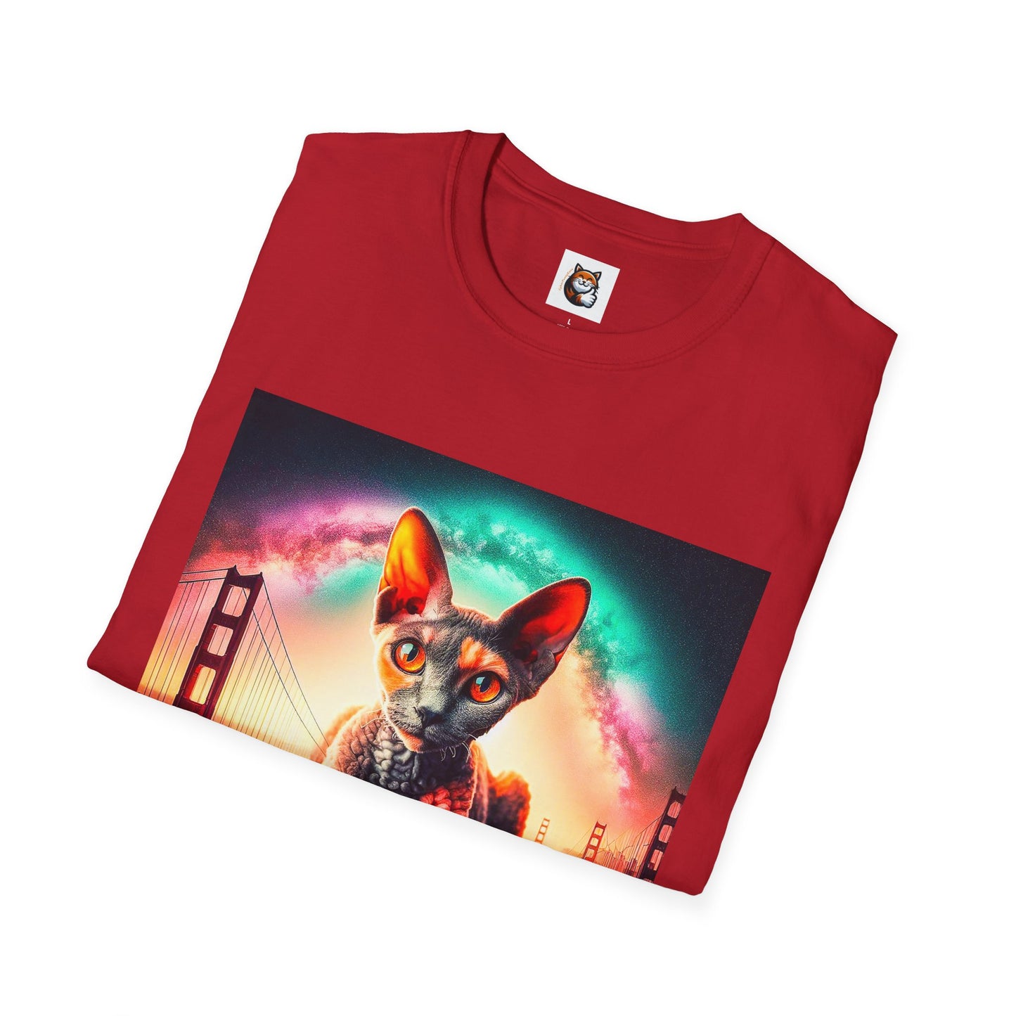 Devon Rex rainbow  Unisex Softstyle T-Shirt