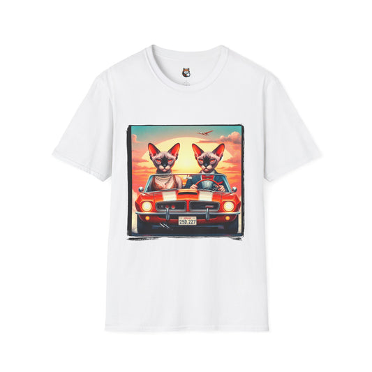 Wacky  Devon Rex vintage car  Unisex Softstyle T-Shirt