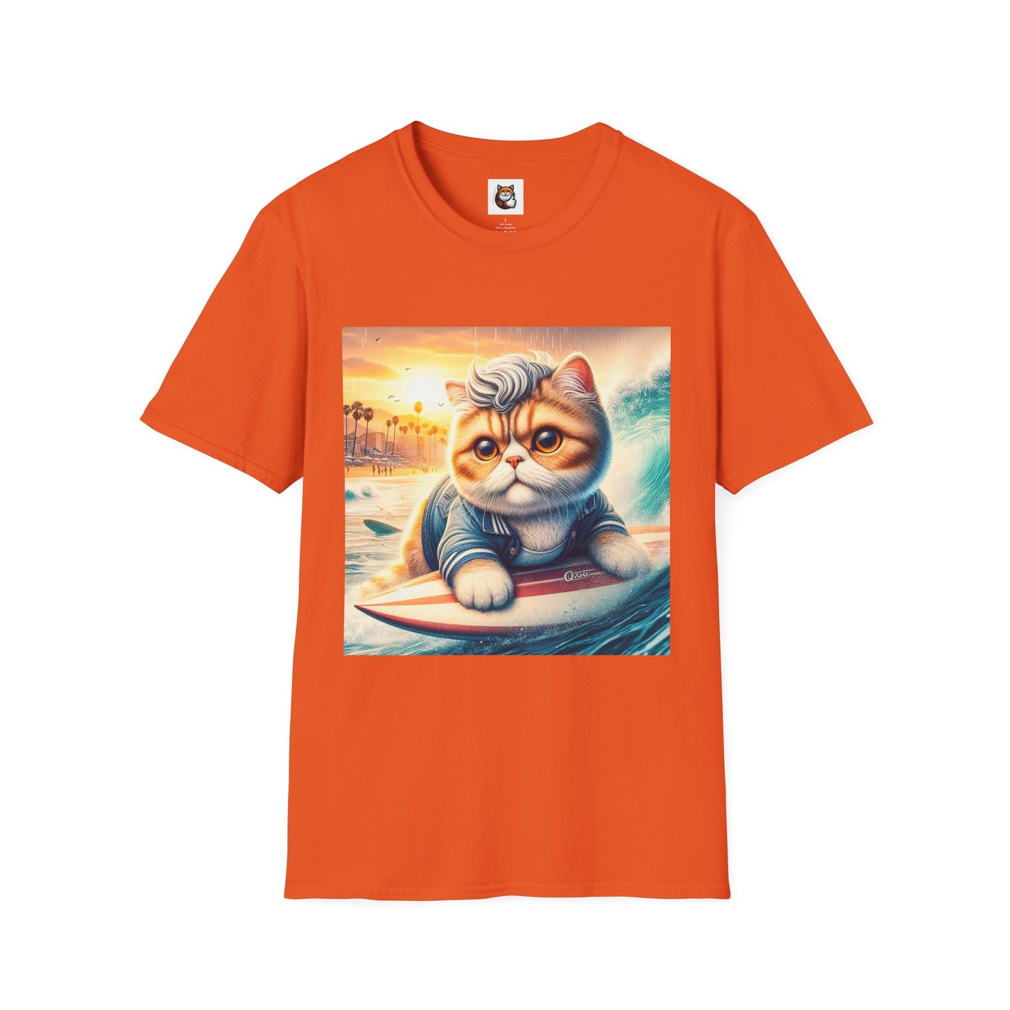 Selkirk Rex Cat T-Shirt -handsome surfer