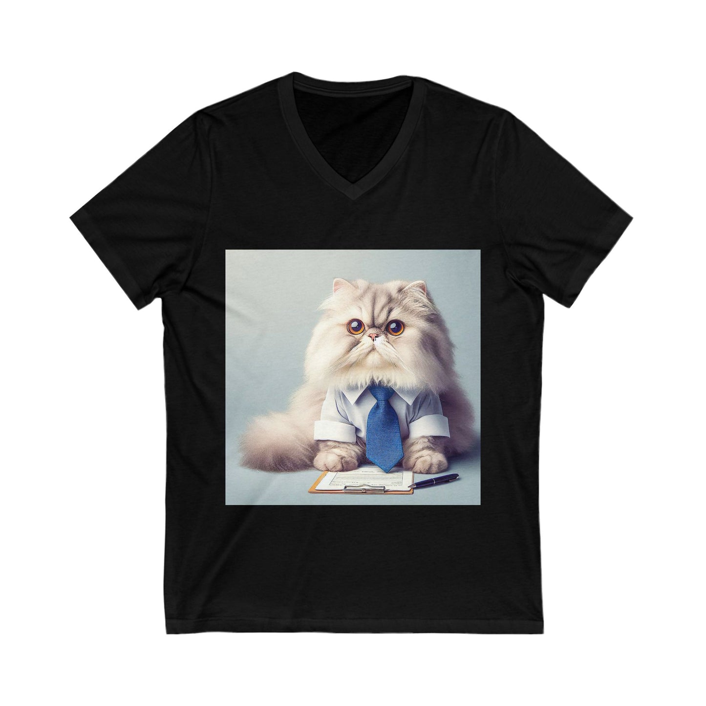 Persian Cat Unisex Jersey Short Sleeve V-Neck Tee