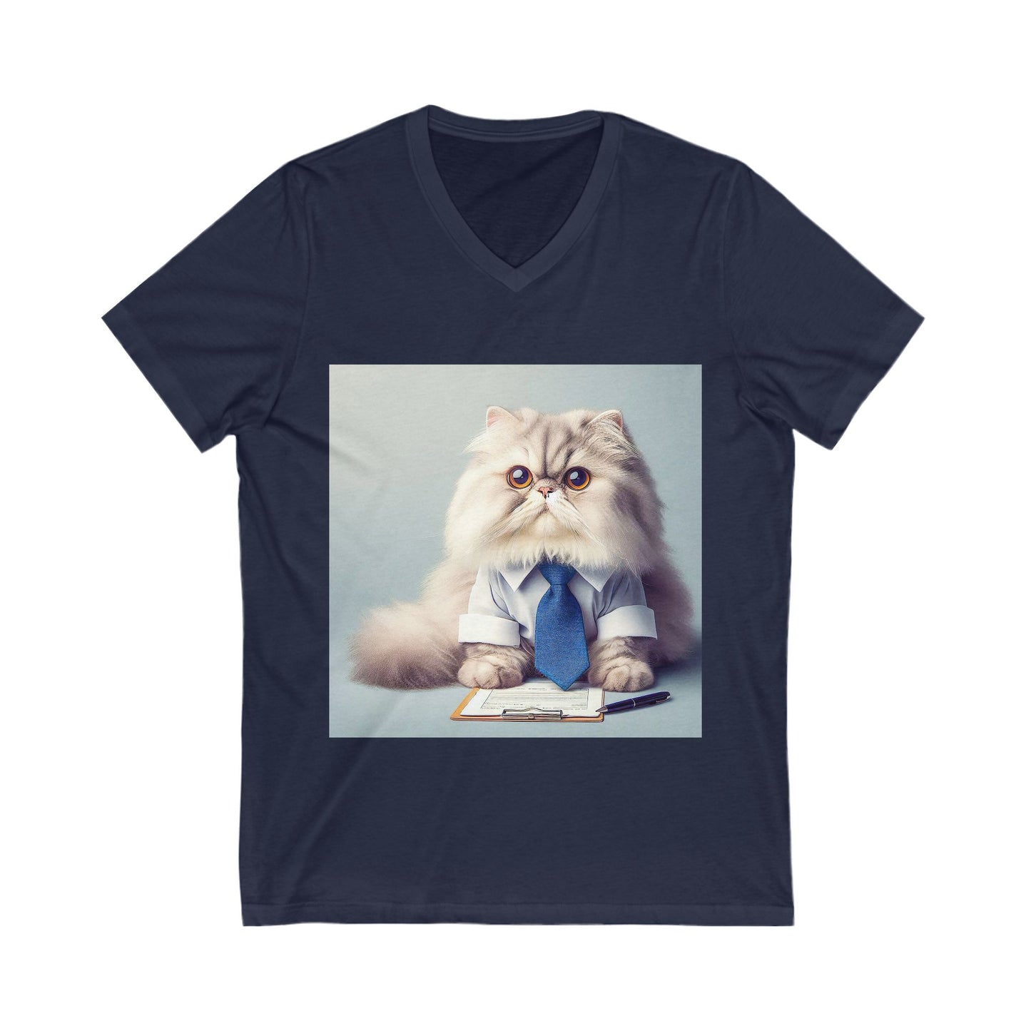 Persian Cat Unisex Jersey Short Sleeve V-Neck Tee