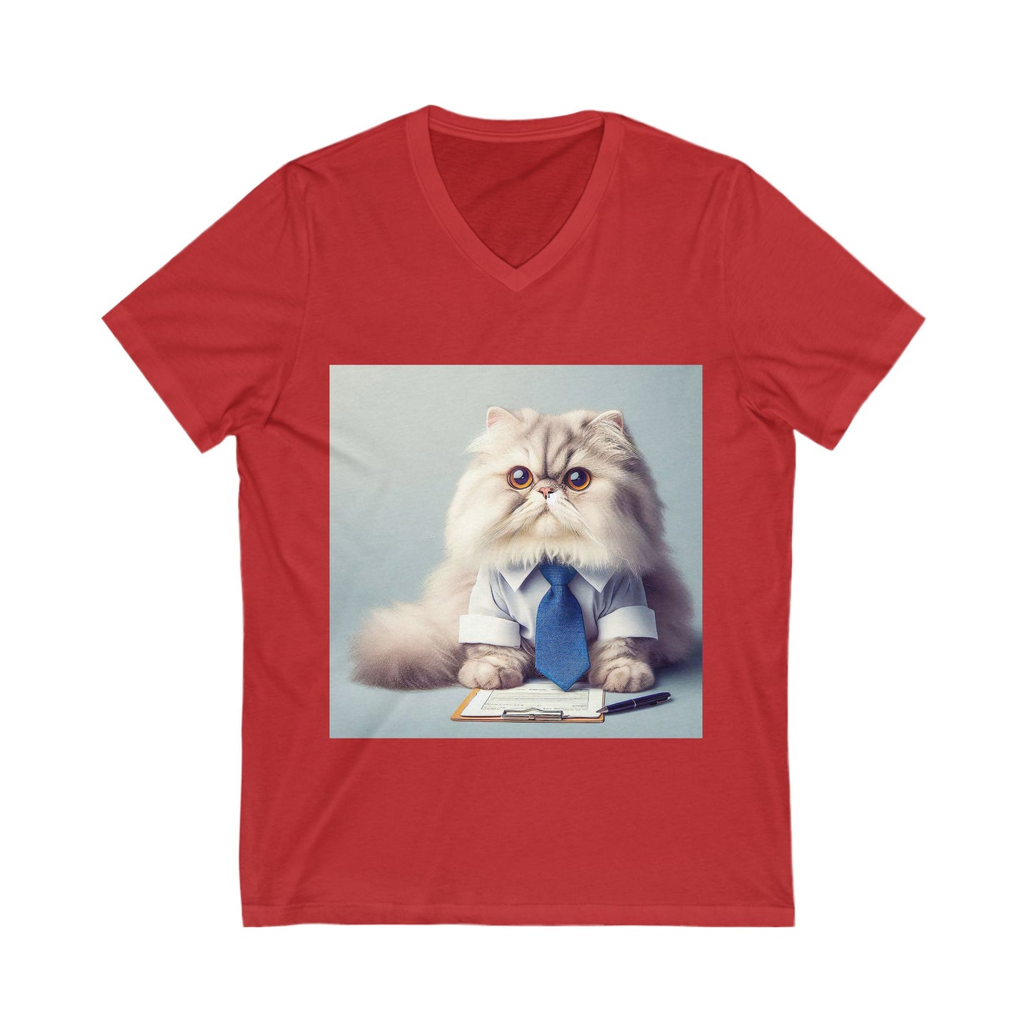 Persian Cat Unisex Jersey Short Sleeve V-Neck Tee