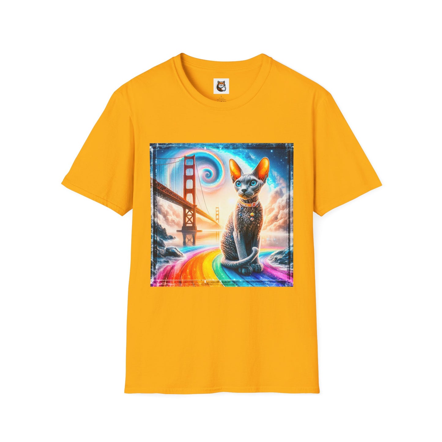 Devon Rex Unisex rainbow bridge Softstyle T-Shirt