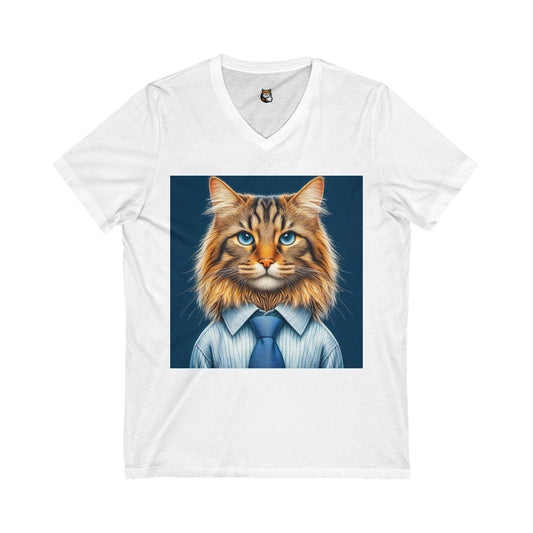 Norwegian Forest Cat Unisex Jersey Short Sleeve V-Neck Tee