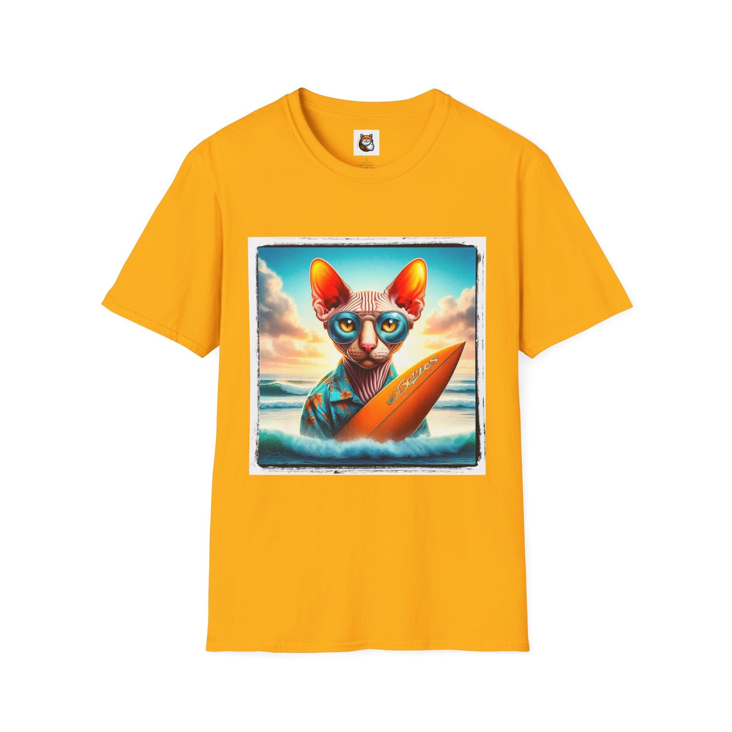 Cornish Rex Cat beach surfer  T-Shirt