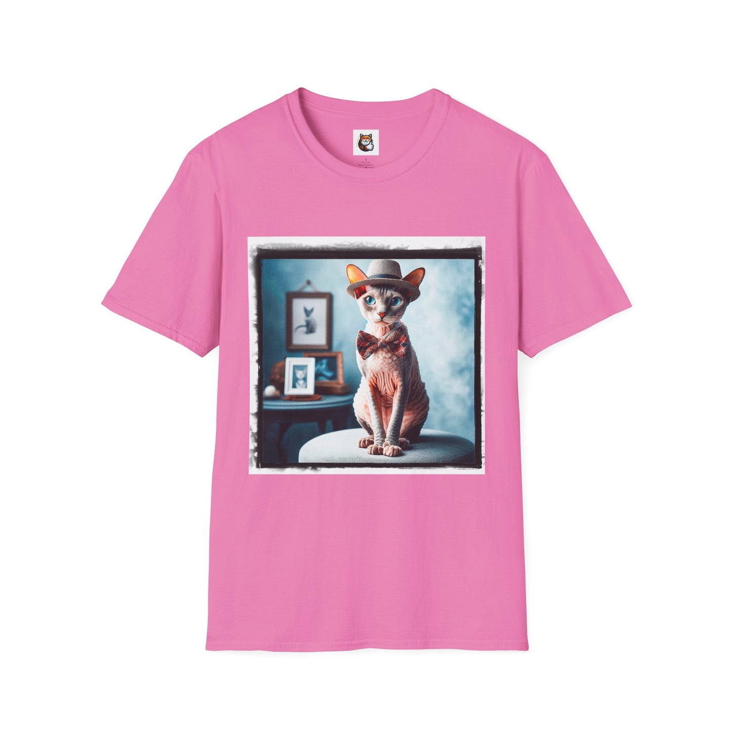 Cornish Rex Cat hat and bow tie Softstyle T-Shirt