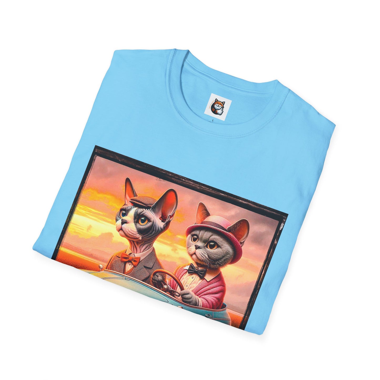 Wacky Devon Rex driving Unisex Softstyle T-Shirt
