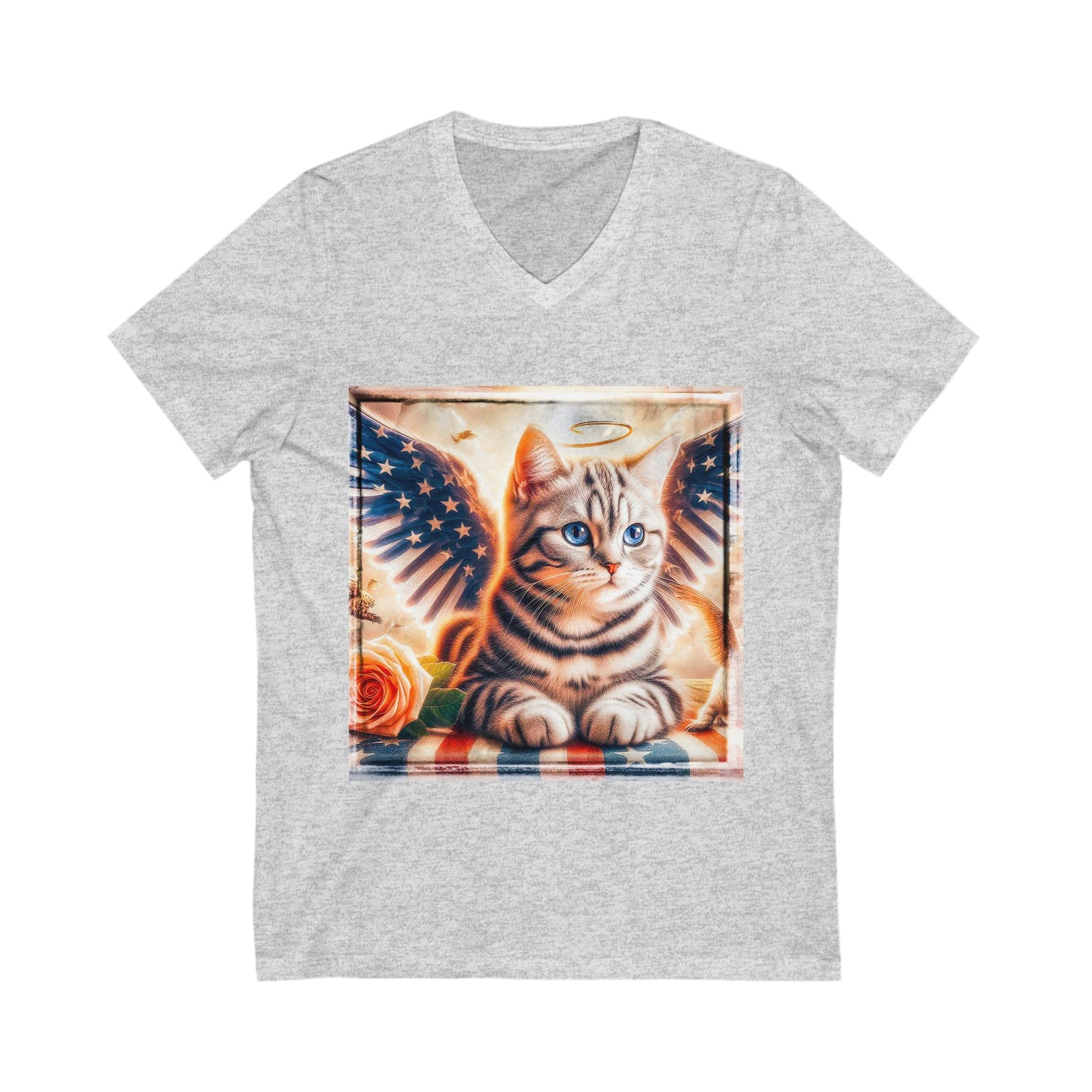 American Shorthair heavenly Angel Jersey Short Sleeve V-Neck Tee