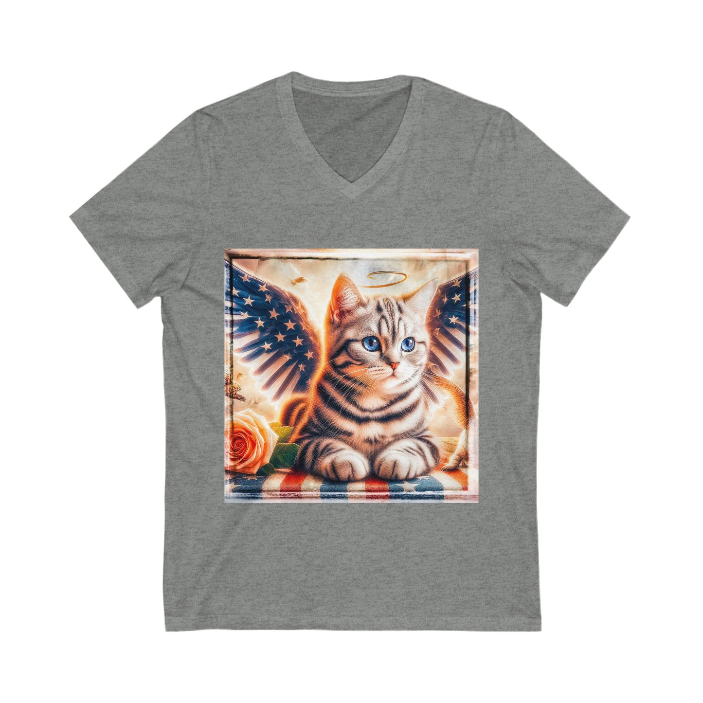 American Shorthair heavenly Angel Jersey Short Sleeve V-Neck Tee