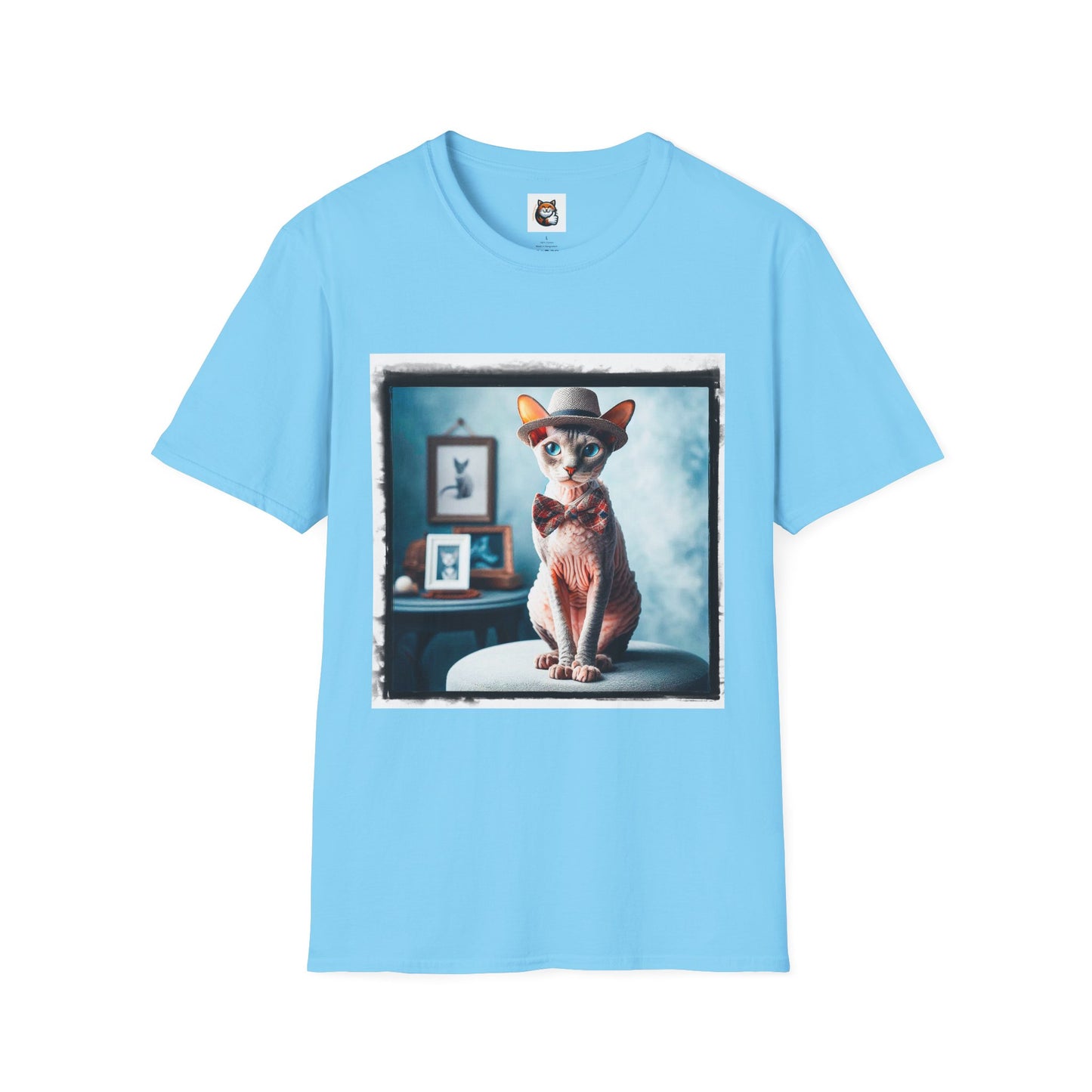 Cornish Rex Cat hat and bow tie Softstyle T-Shirt