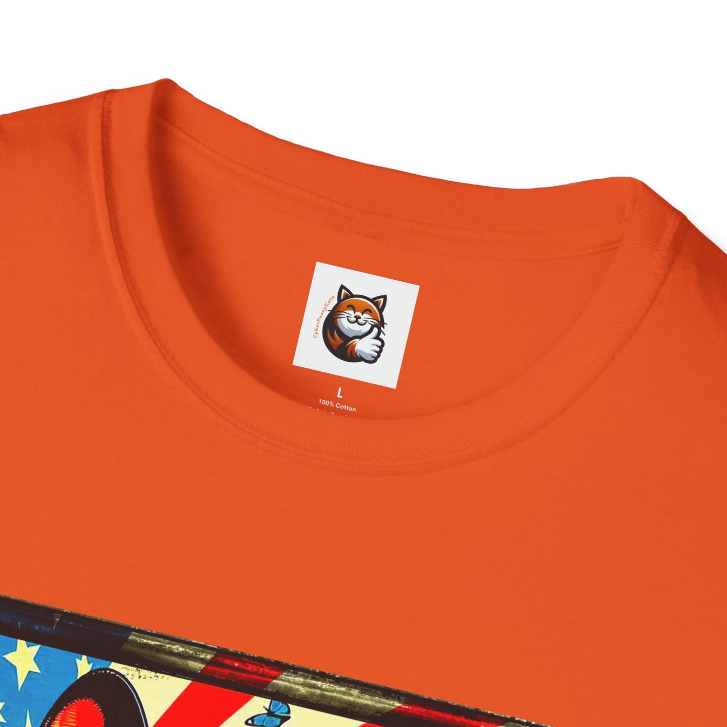 Devon Rex Cat American flag  Softstyle T-Shirt