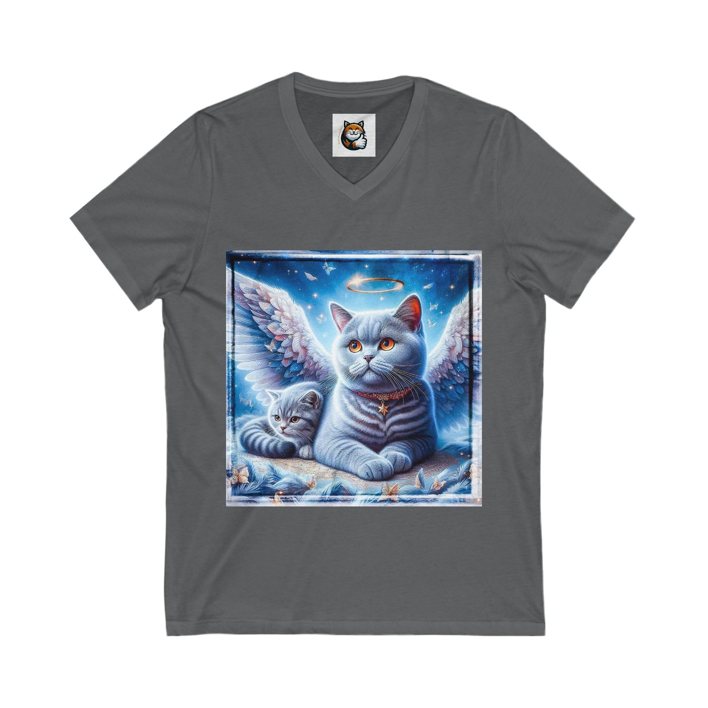 British Shorthair Heaven and clouds Short Sleeve V-Neck Tee