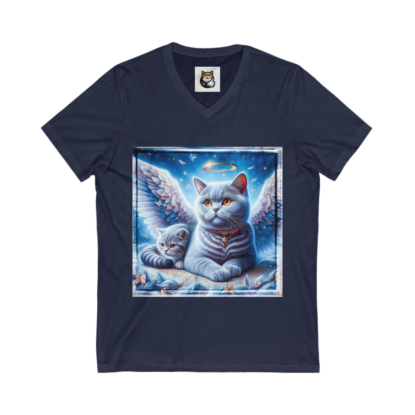 British Shorthair Heaven and clouds Short Sleeve V-Neck Tee